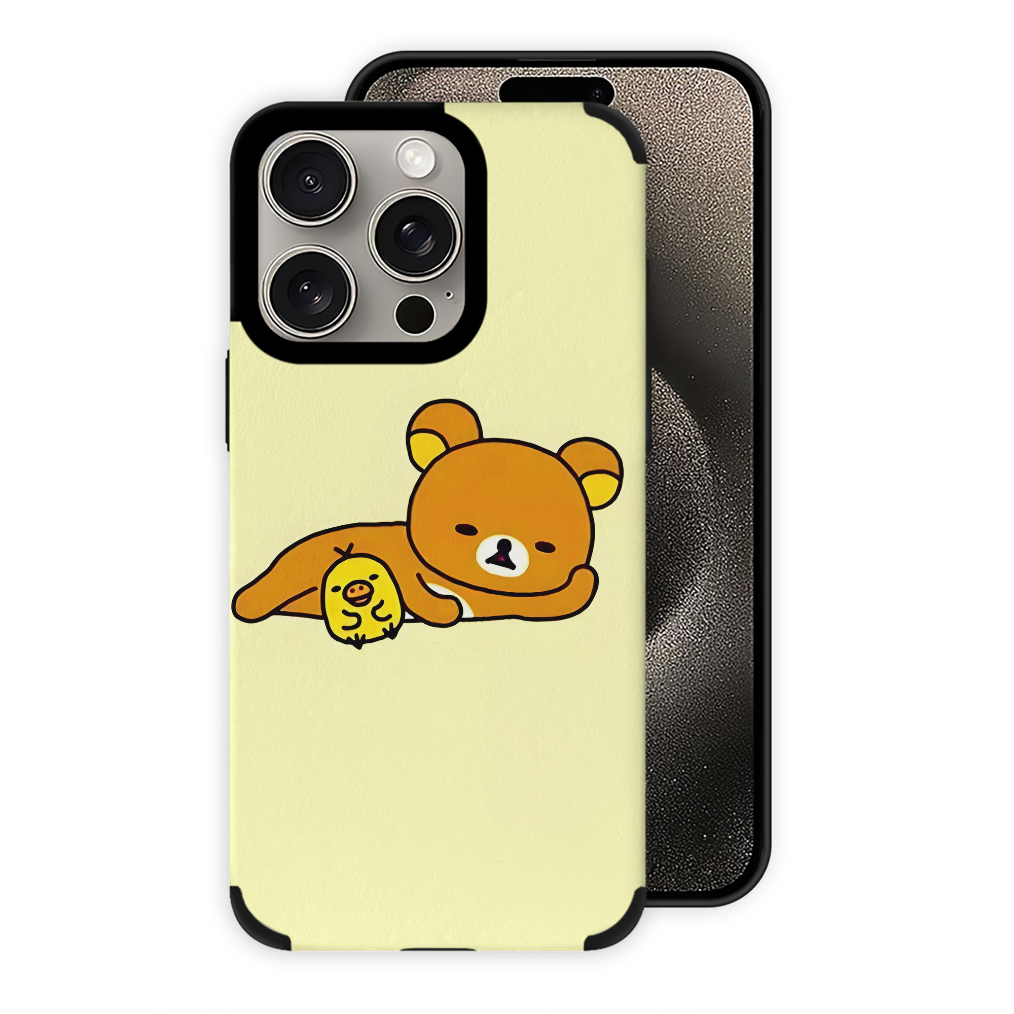 （画像用） リラックマ リラックマ キイロイトリ Rilakkuma Korilakkuma Kiiroitori 【iPhone15ProMax対応】 PUレザー スマホケース 耐衝撃＆黄変防止