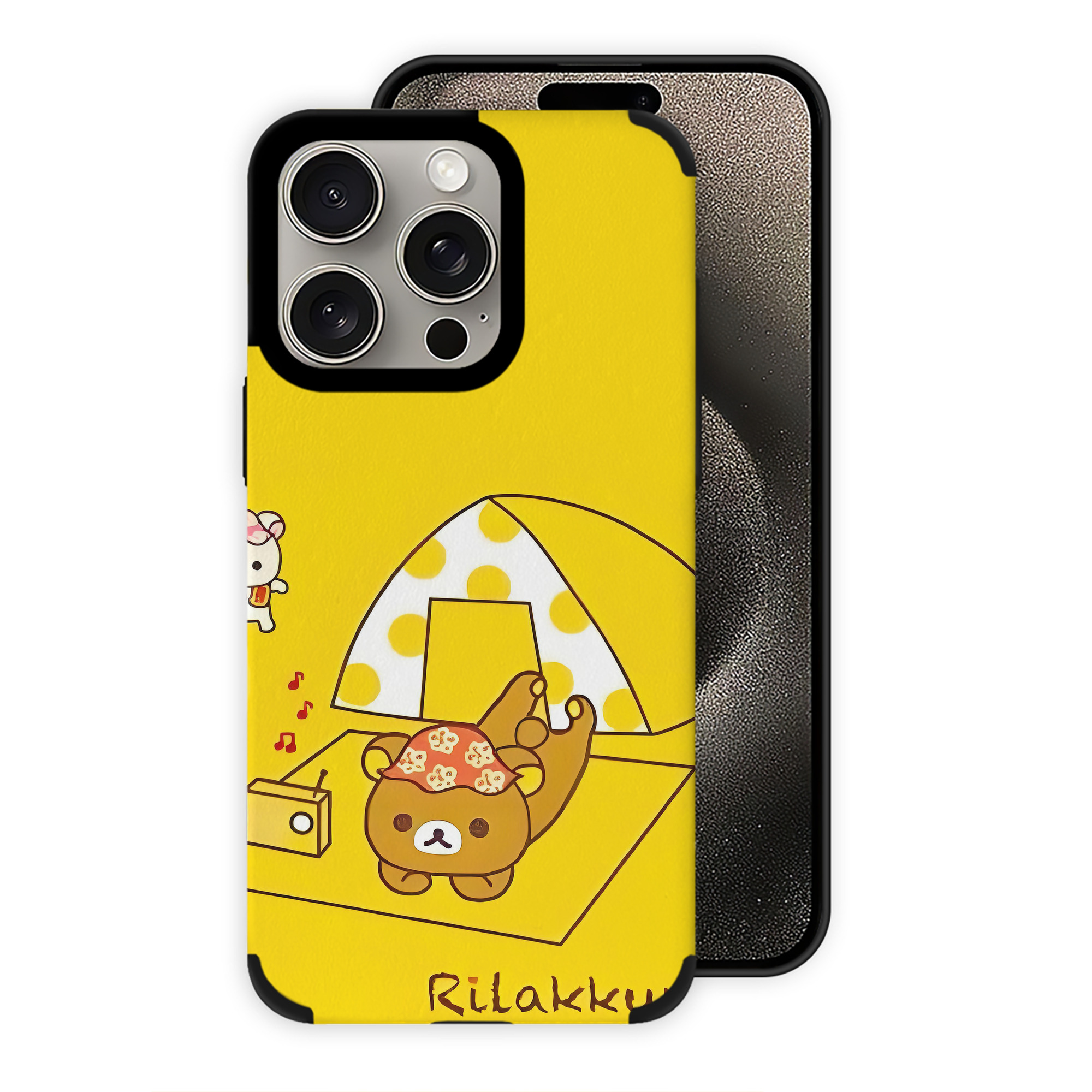 （画像用） リラックマ リラックマ キイロイトリ Rilakkuma Korilakkuma Kiiroitori 【iPhone15ProMax対応】 PUレザー スマホケース 耐衝撃＆黄変防止