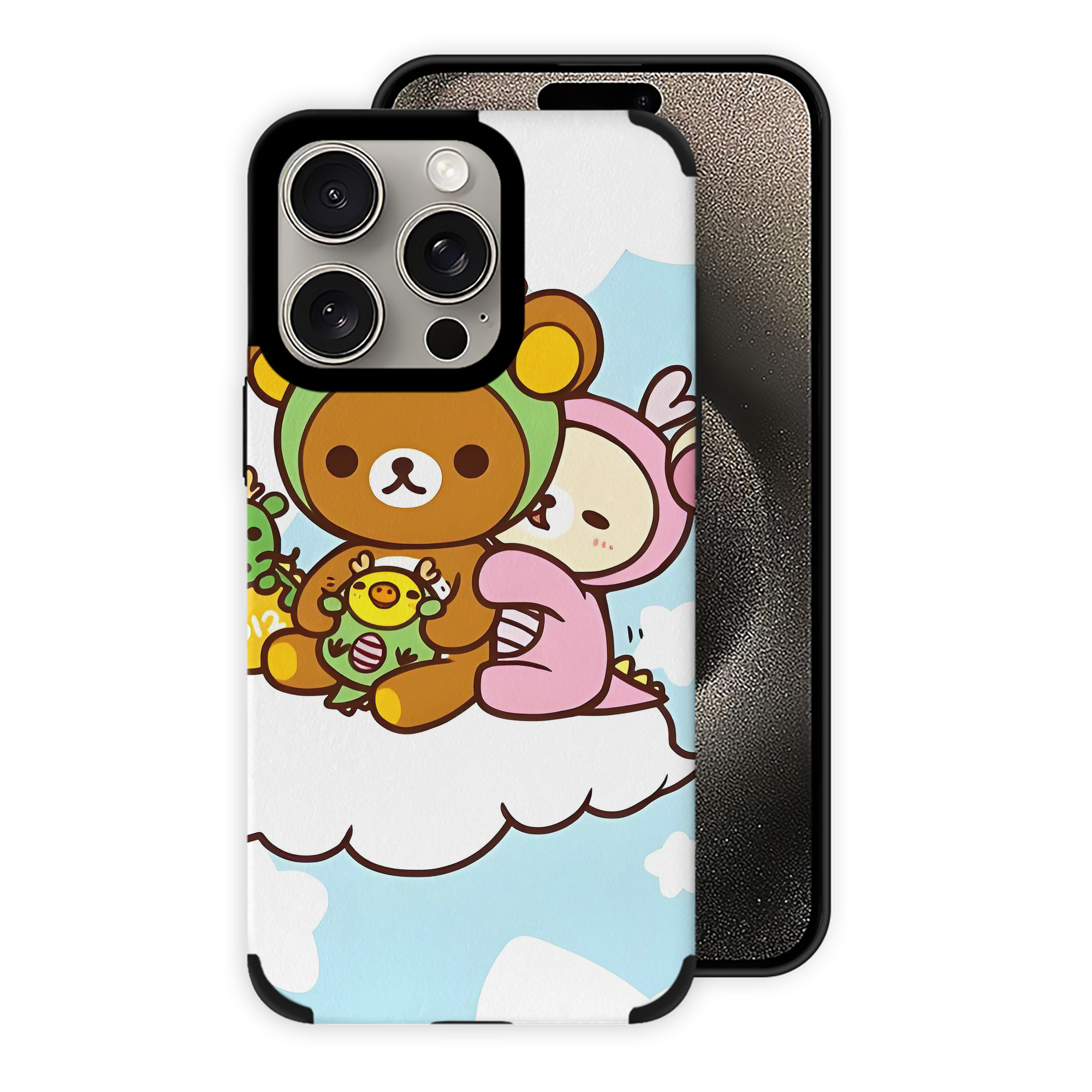 （画像用） リラックマ リラックマ キイロイトリ Rilakkuma Korilakkuma Kiiroitori 【iPhone15ProMax対応】 PUレザー スマホケース 耐衝撃＆黄変防止