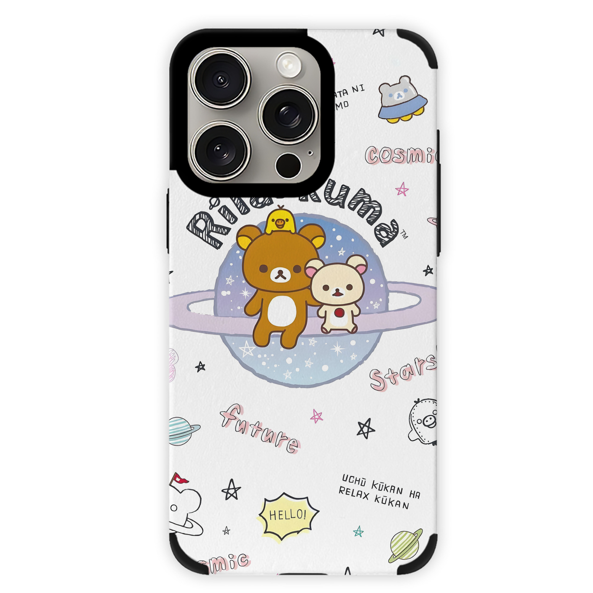 （画像用） リラックマ リラックマ キイロイトリ Rilakkuma Korilakkuma Kiiroitori 【iPhone15ProMax対応】 PUレザー スマホケース 耐衝撃＆黄変防止