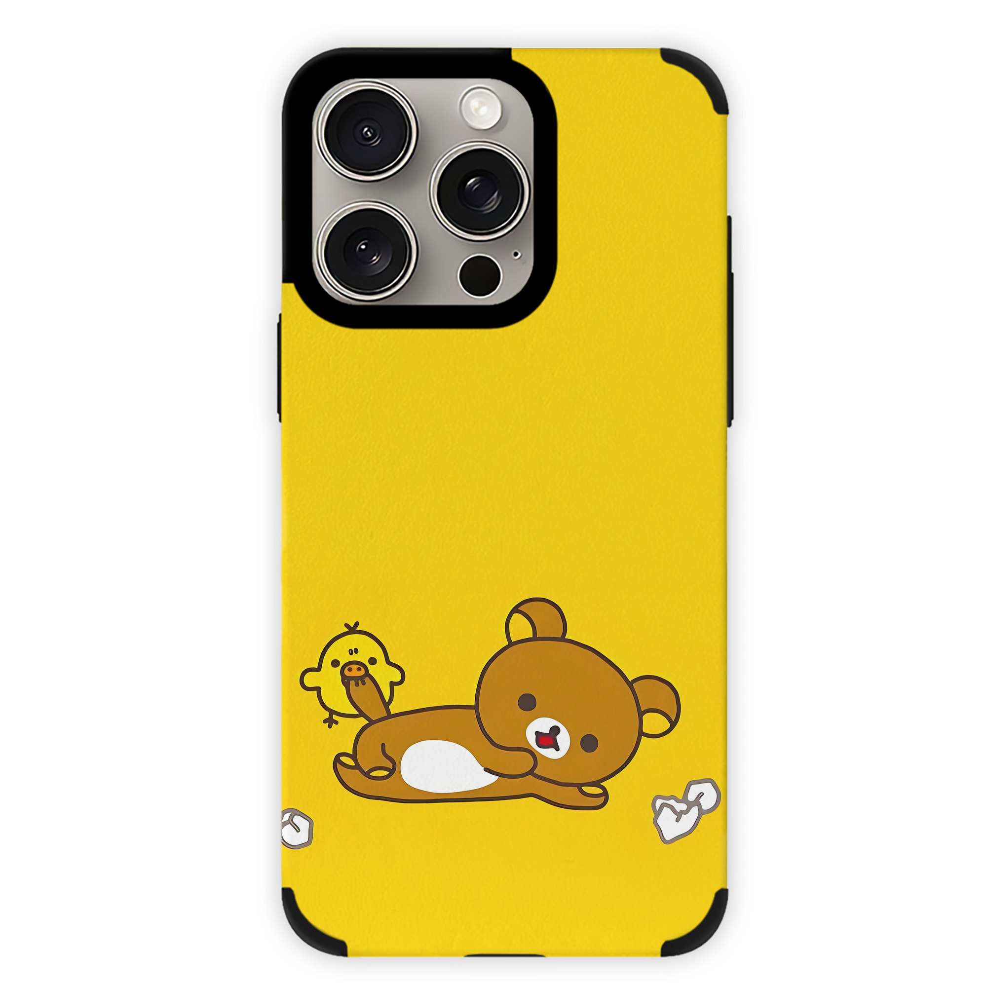 （画像用） リラックマ リラックマ キイロイトリ Rilakkuma Korilakkuma Kiiroitori 【iPhone15ProMax対応】 PUレザー スマホケース 耐衝撃＆黄変防止