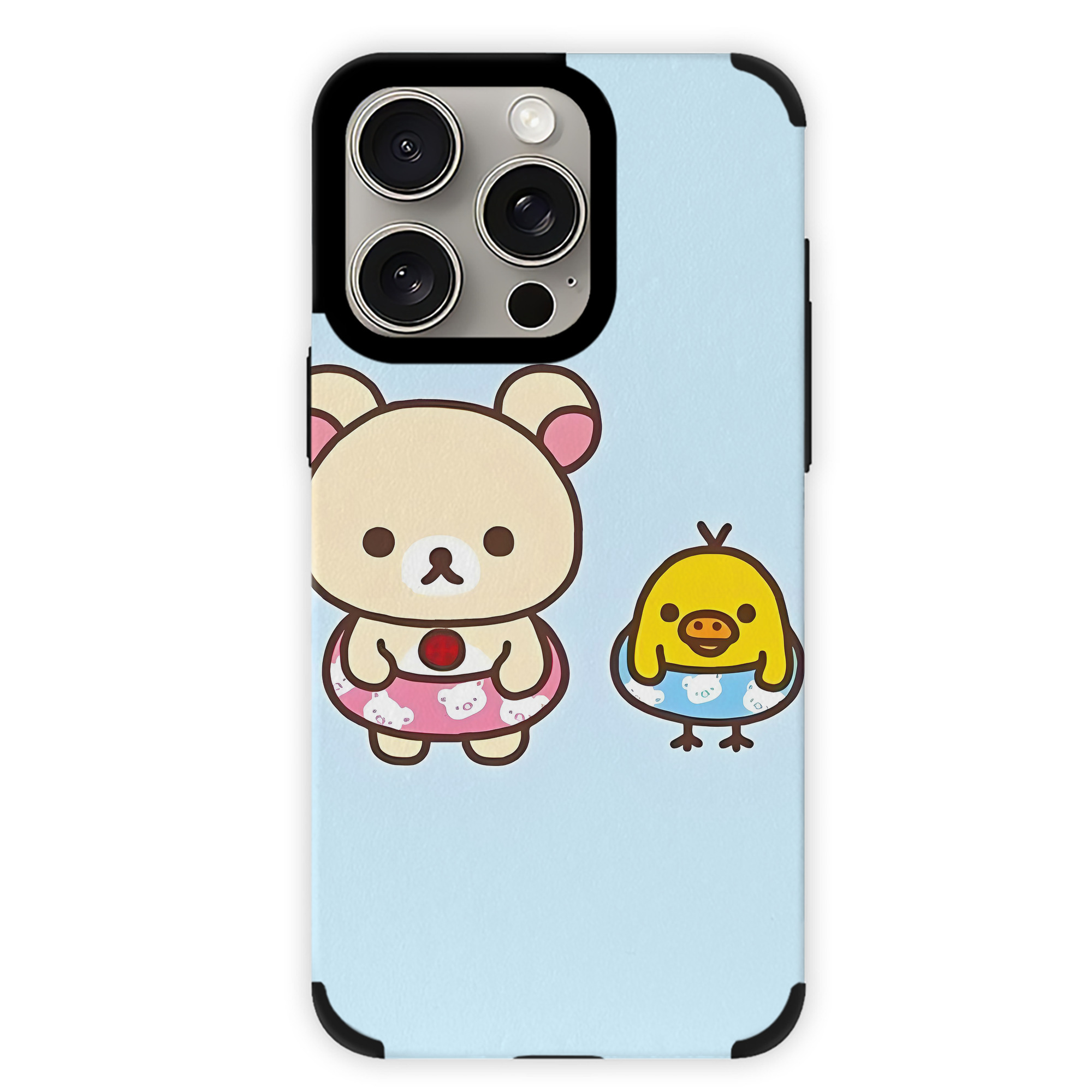 （画像用） リラックマ リラックマ キイロイトリ Rilakkuma Korilakkuma Kiiroitori 【iPhone15ProMax対応】 PUレザー スマホケース 耐衝撃＆黄変防止