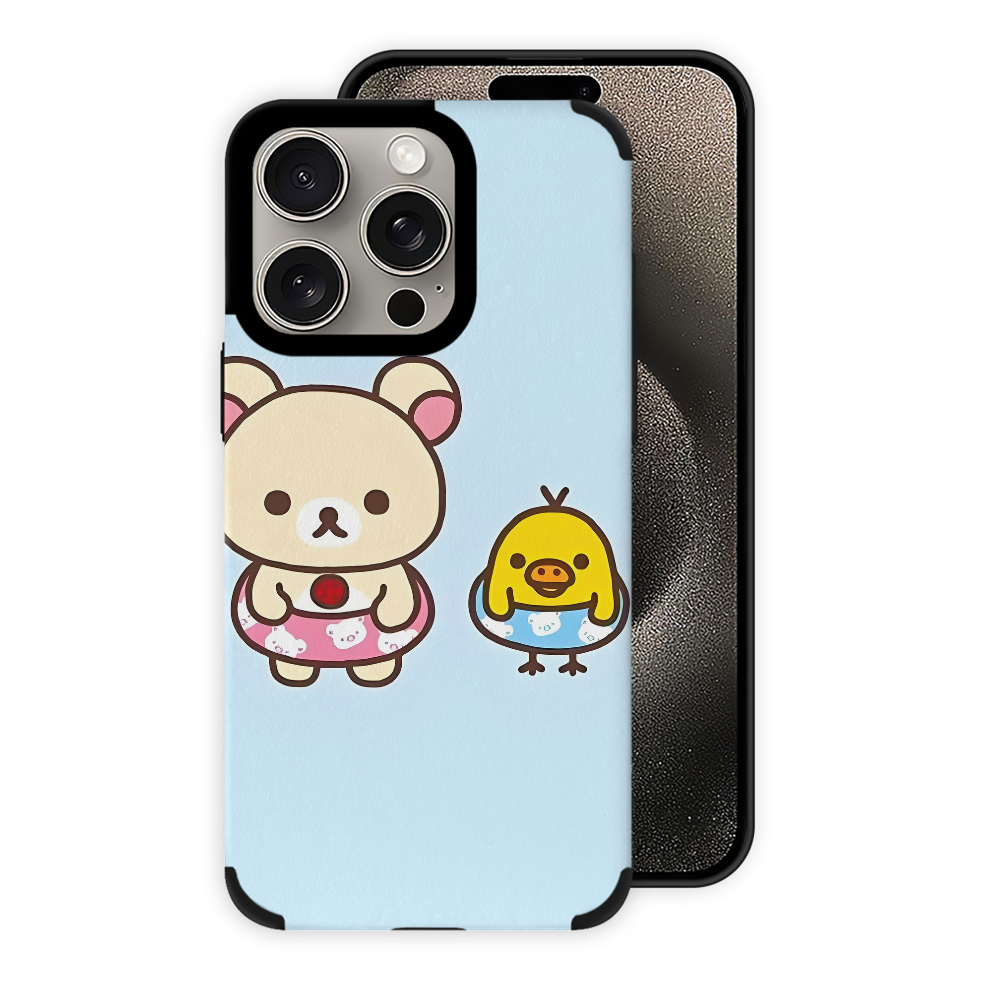 （画像用） リラックマ リラックマ キイロイトリ Rilakkuma Korilakkuma Kiiroitori 【iPhone15ProMax対応】 PUレザー スマホケース 耐衝撃＆黄変防止