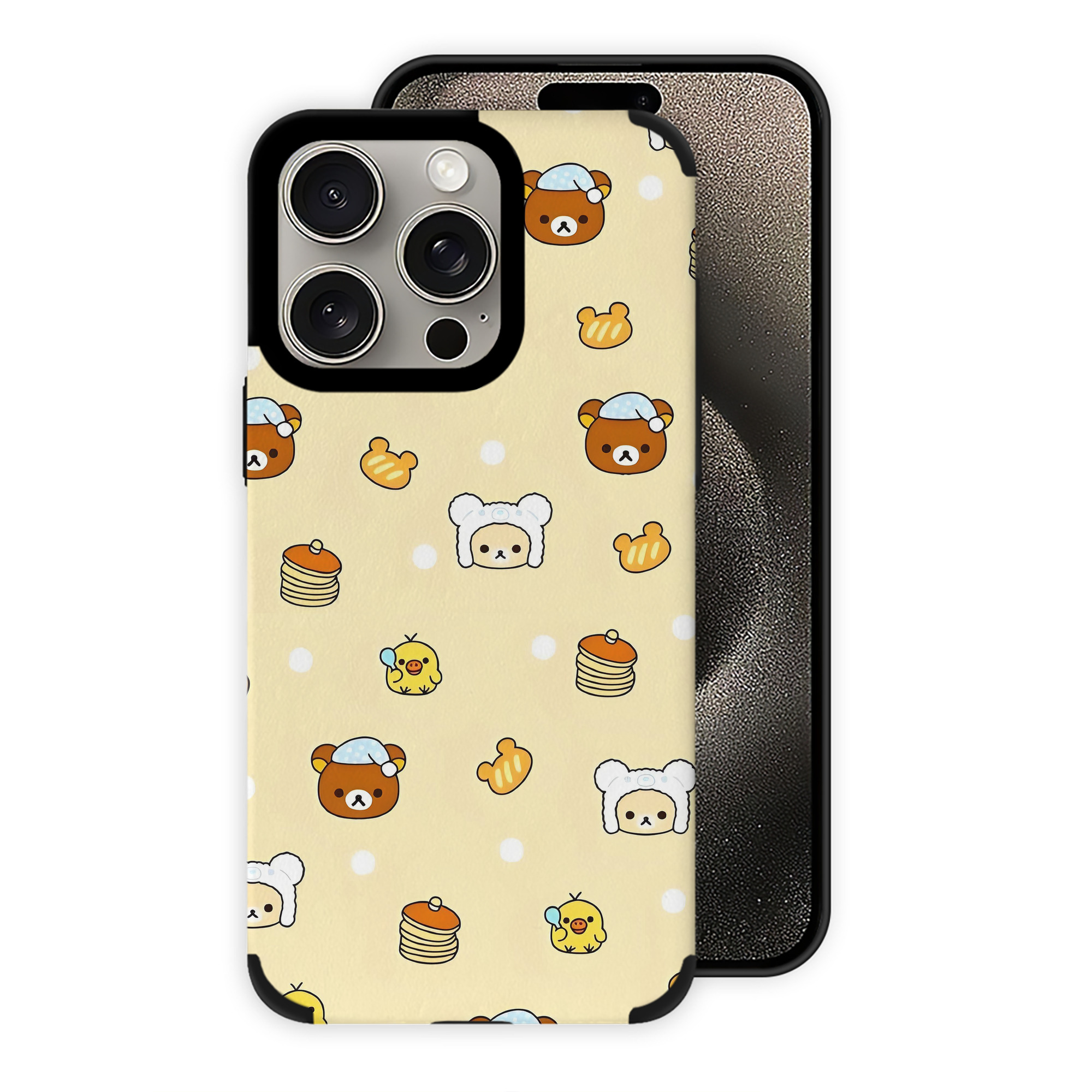 （画像用） リラックマ リラックマ キイロイトリ Rilakkuma Korilakkuma Kiiroitori 【iPhone15ProMax対応】 PUレザー スマホケース 耐衝撃＆黄変防止
