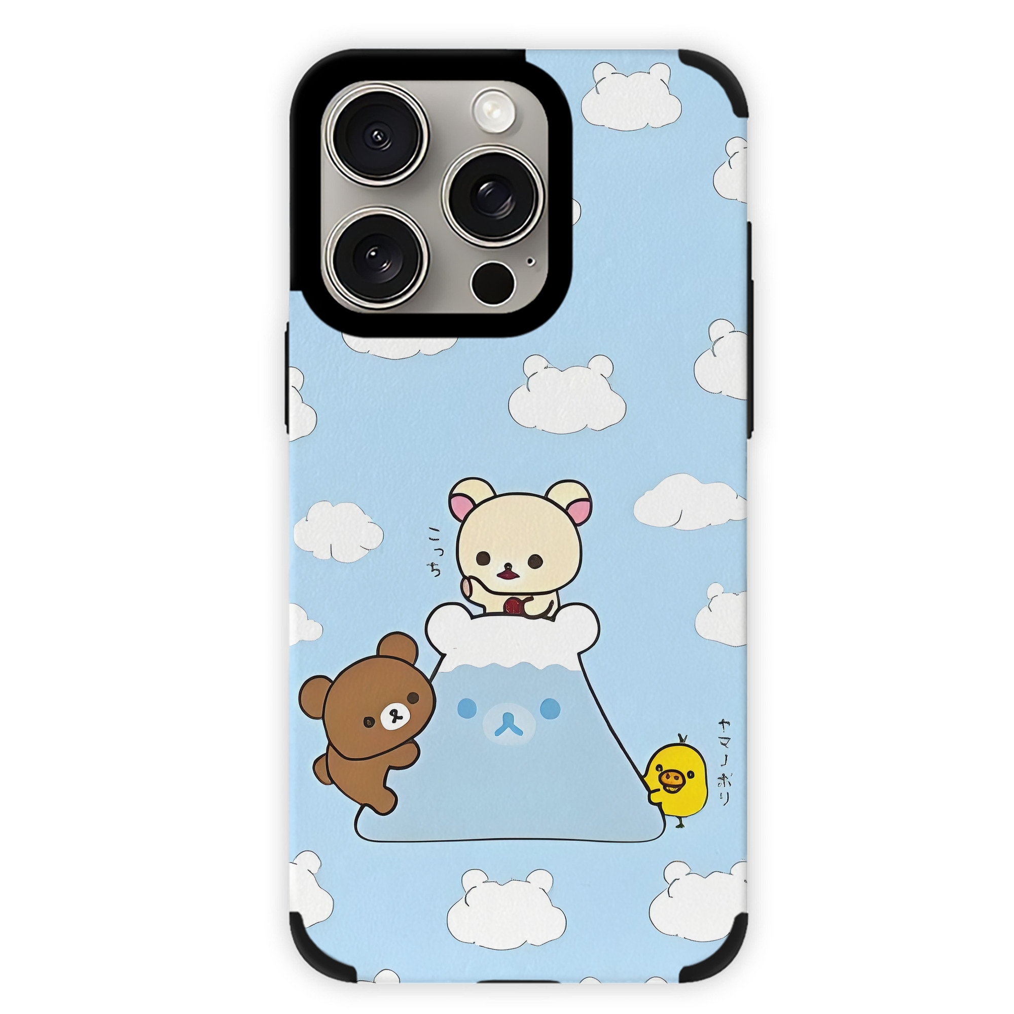 （画像用） リラックマ リラックマ キイロイトリ Rilakkuma Korilakkuma Kiiroitori 【iPhone15ProMax対応】 PUレザー スマホケース 耐衝撃＆黄変防止