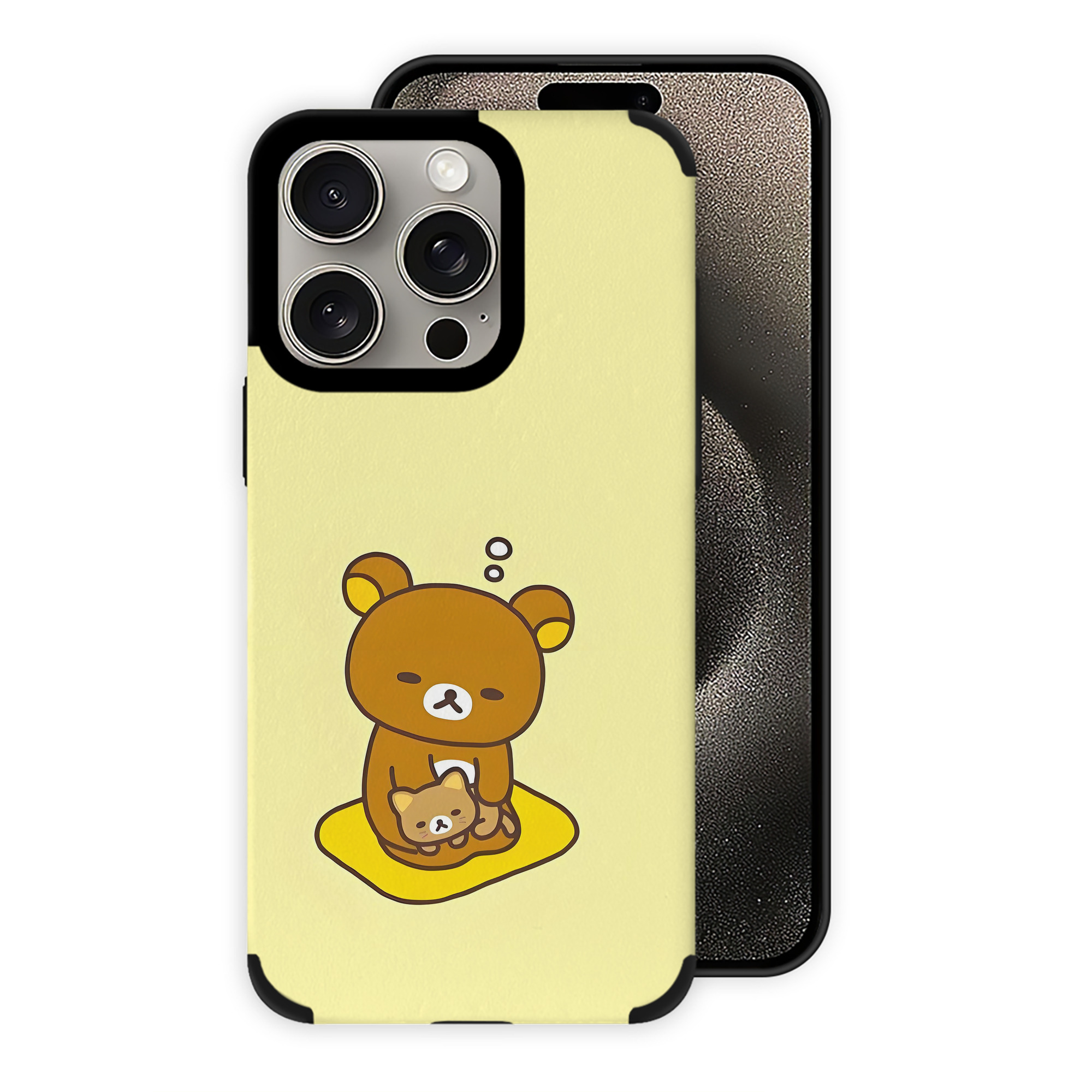 （画像用） リラックマ リラックマ キイロイトリ Rilakkuma Korilakkuma Kiiroitori 【iPhone15ProMax対応】 PUレザー スマホケース 耐衝撃＆黄変防止