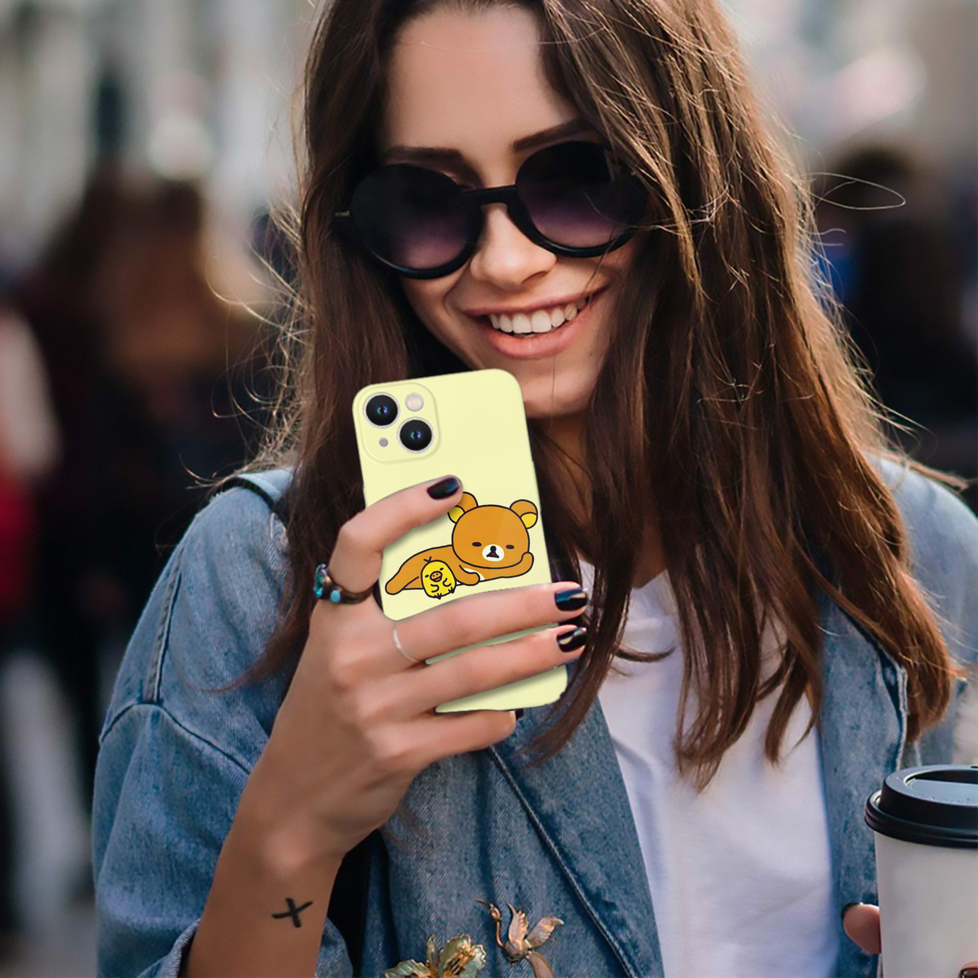 （画像用） リラックマ リラックマ キイロイトリ Rilakkuma Korilakkuma Kiiroitori 【iPhone 14シリーズ対応】ハードケース
