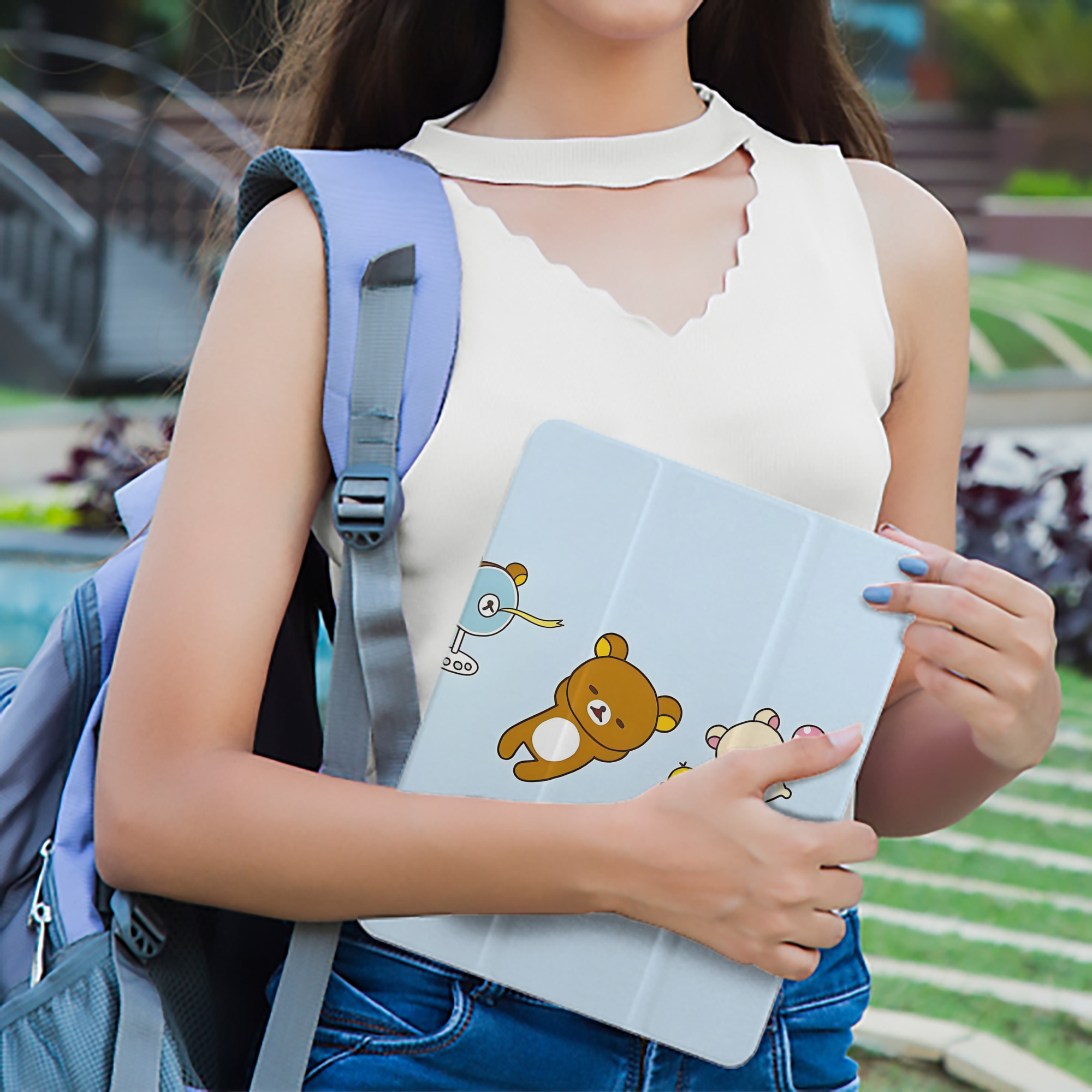 リラックマ リラックマ キイロイトリ Rilakkuma Korilakkuma Kiiroitori IPad ケース ペン収納付き 三つ折りスタンド PUレザー×シリコン 対応機種9.5/10.5/10.9インチ
