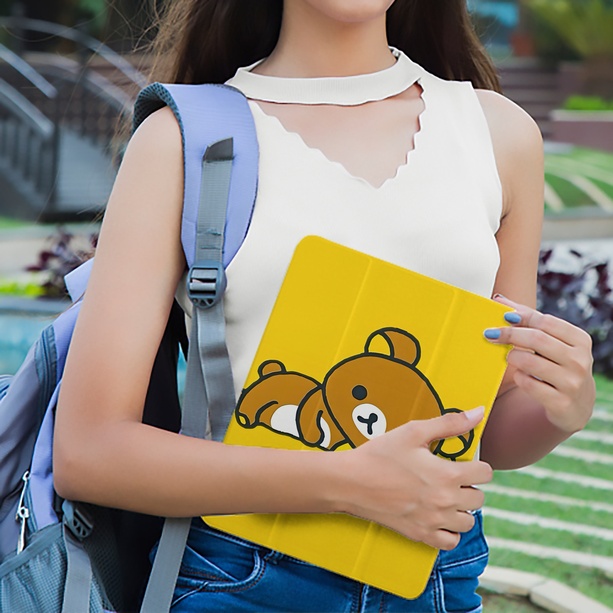 リラックマ リラックマ キイロイトリ Rilakkuma Korilakkuma Kiiroitori IPad ケース ペン収納付き 三つ折りスタンド PUレザー×シリコン 対応機種9.5/10.5/10.9インチ