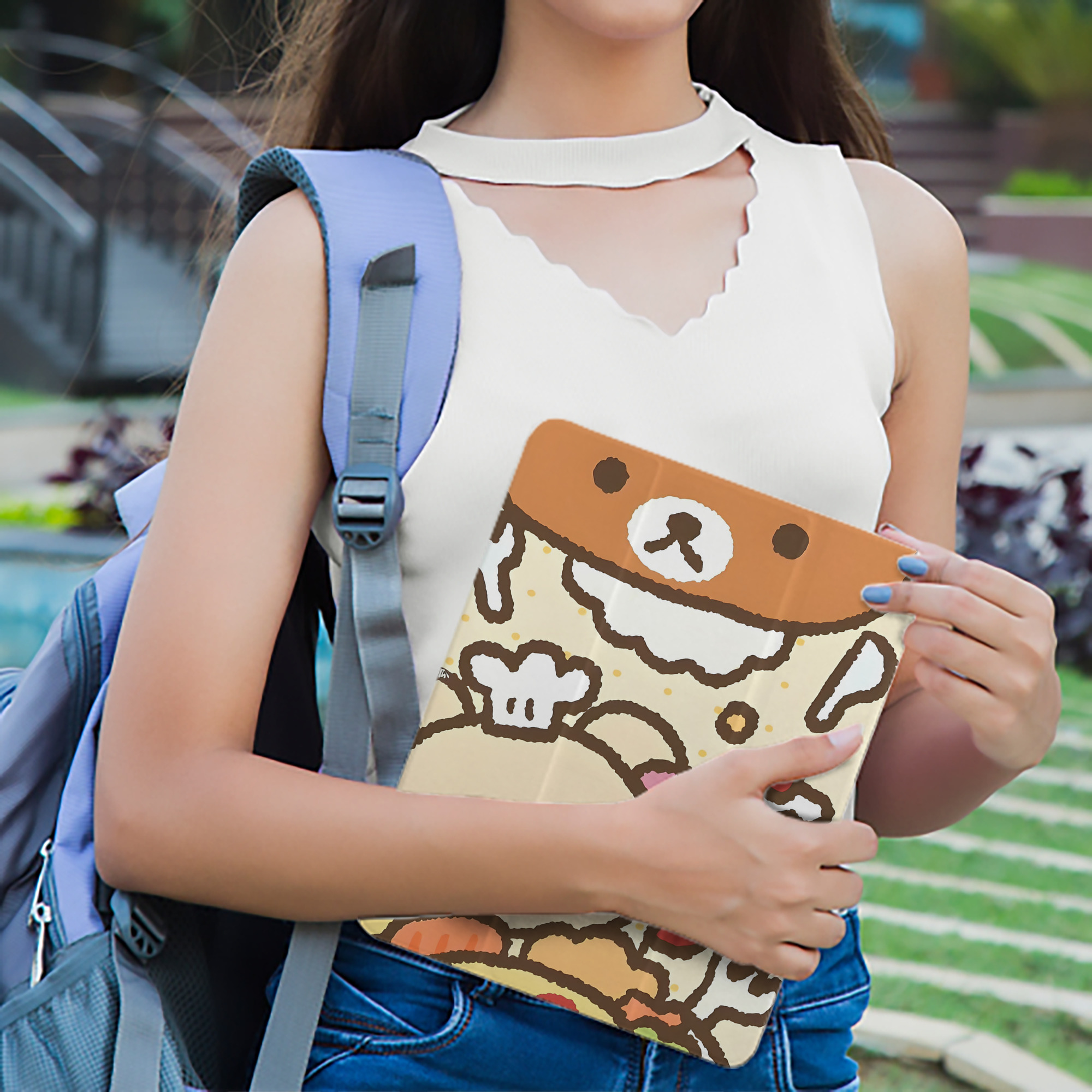 リラックマ リラックマ キイロイトリ Rilakkuma Korilakkuma Kiiroitori IPad ケース ペン収納付き 三つ折りスタンド PUレザー×シリコン 対応機種9.5/10.5/10.9インチ