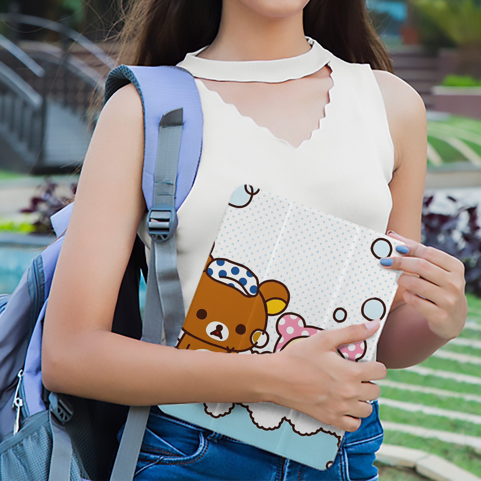 リラックマ リラックマ キイロイトリ Rilakkuma Korilakkuma Kiiroitori IPad ケース ペン収納付き 三つ折りスタンド PUレザー×シリコン 対応機種9.5/10.5/10.9インチ