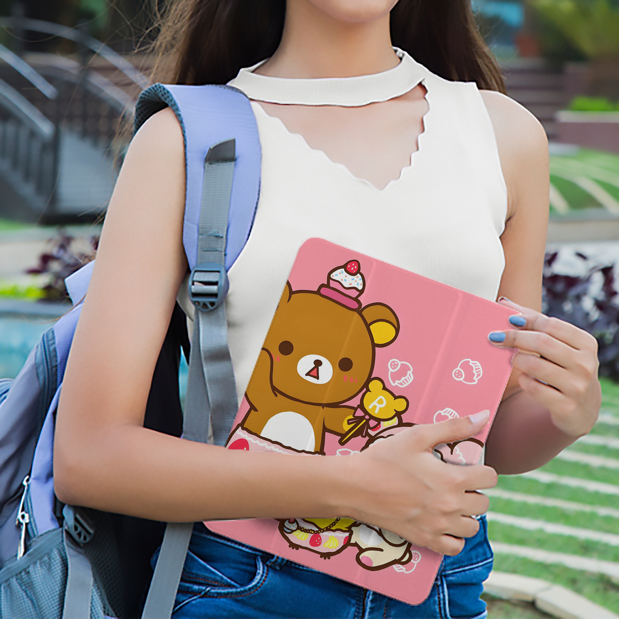 リラックマ リラックマ キイロイトリ Rilakkuma Korilakkuma Kiiroitori IPad ケース ペン収納付き 三つ折りスタンド PUレザー×シリコン 対応機種9.5/10.5/10.9インチ