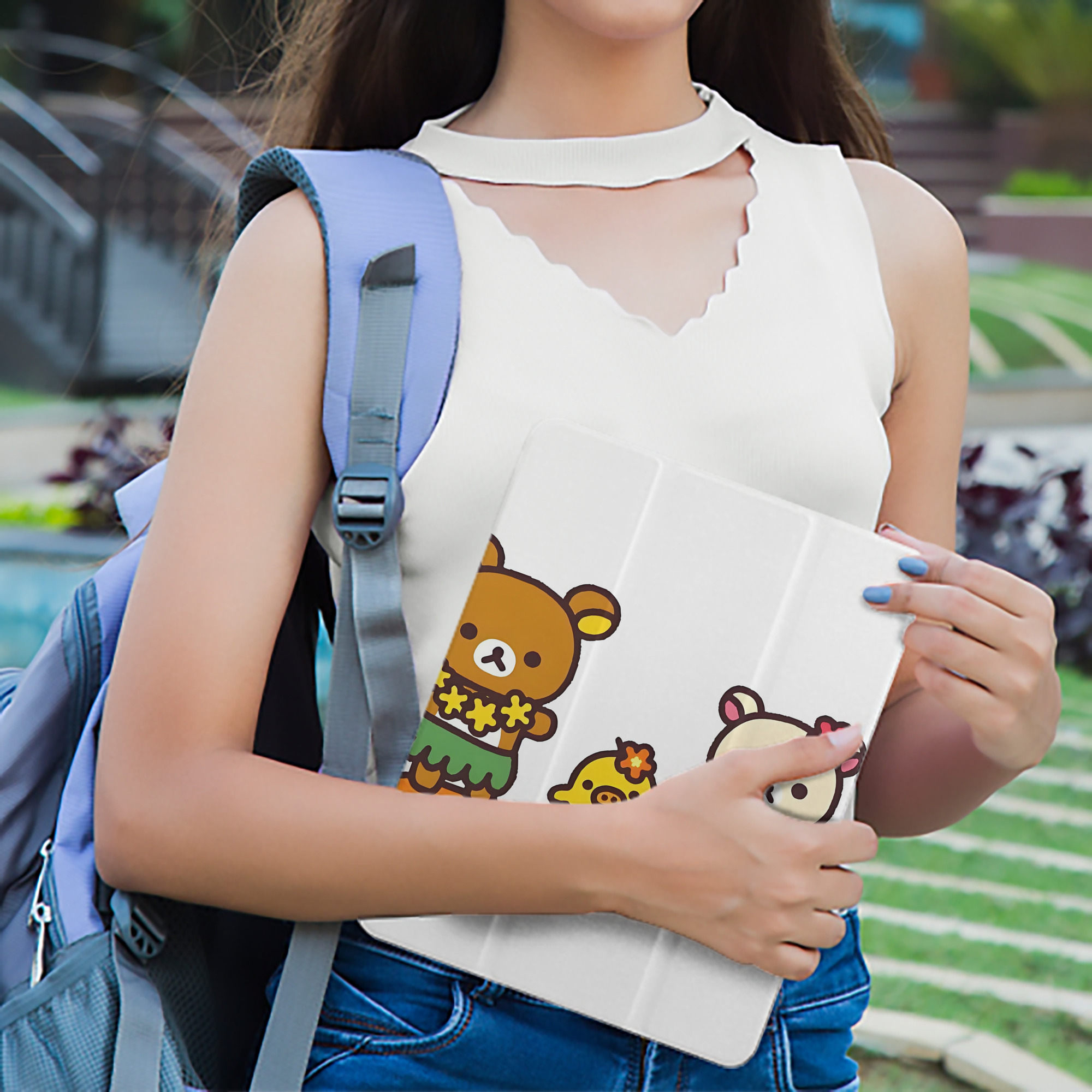 リラックマ リラックマ キイロイトリ Rilakkuma Korilakkuma Kiiroitori IPad ケース ペン収納付き 三つ折りスタンド PUレザー×シリコン 対応機種9.5/10.5/10.9インチ
