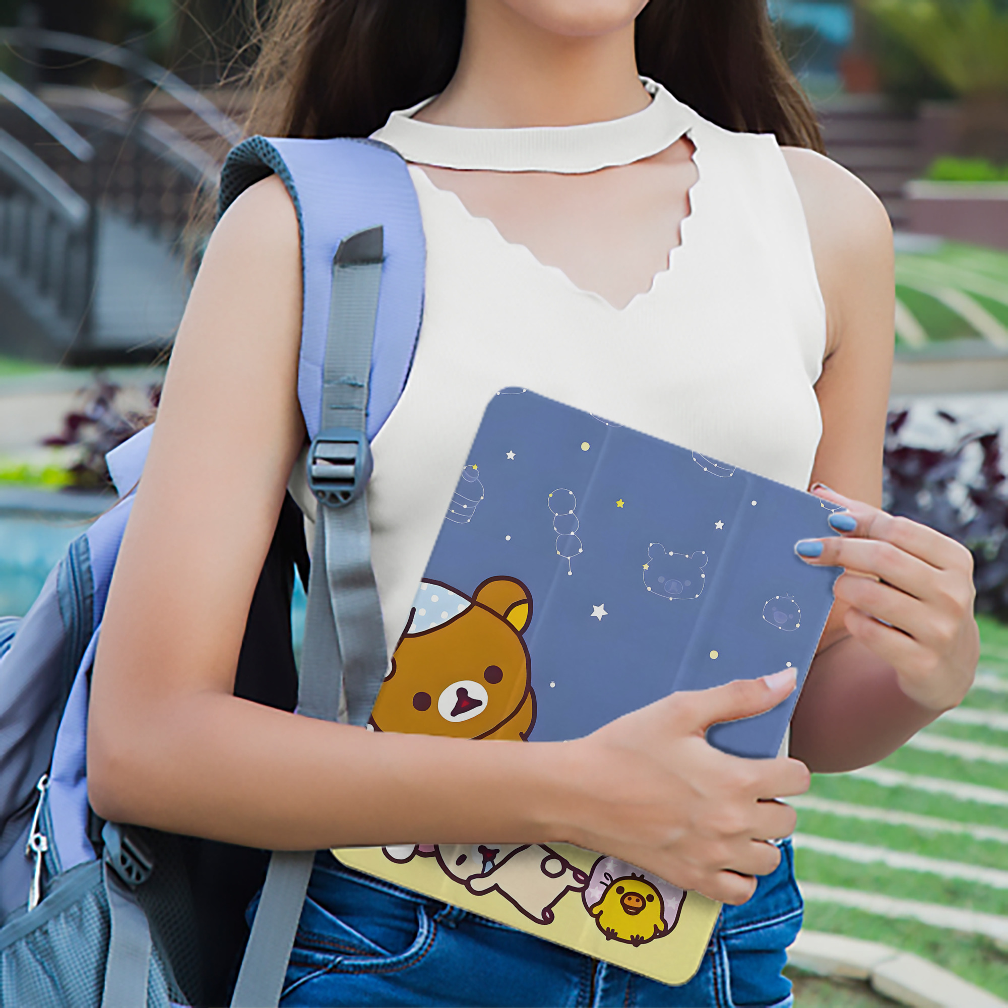 リラックマ リラックマ キイロイトリ Rilakkuma Korilakkuma Kiiroitori IPad ケース ペン収納付き 三つ折りスタンド PUレザー×シリコン 対応機種9.5/10.5/10.9インチ