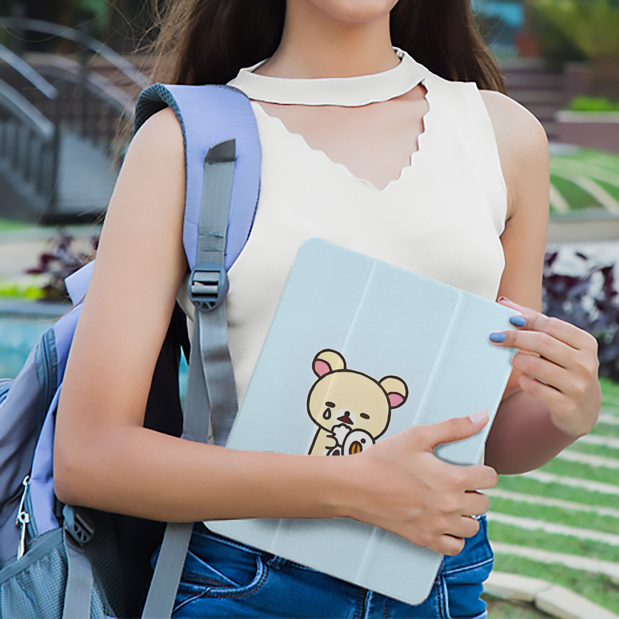 リラックマ リラックマ キイロイトリ Rilakkuma Korilakkuma Kiiroitori IPad ケース ペン収納付き 三つ折りスタンド PUレザー×シリコン 対応機種9.5/10.5/10.9インチ