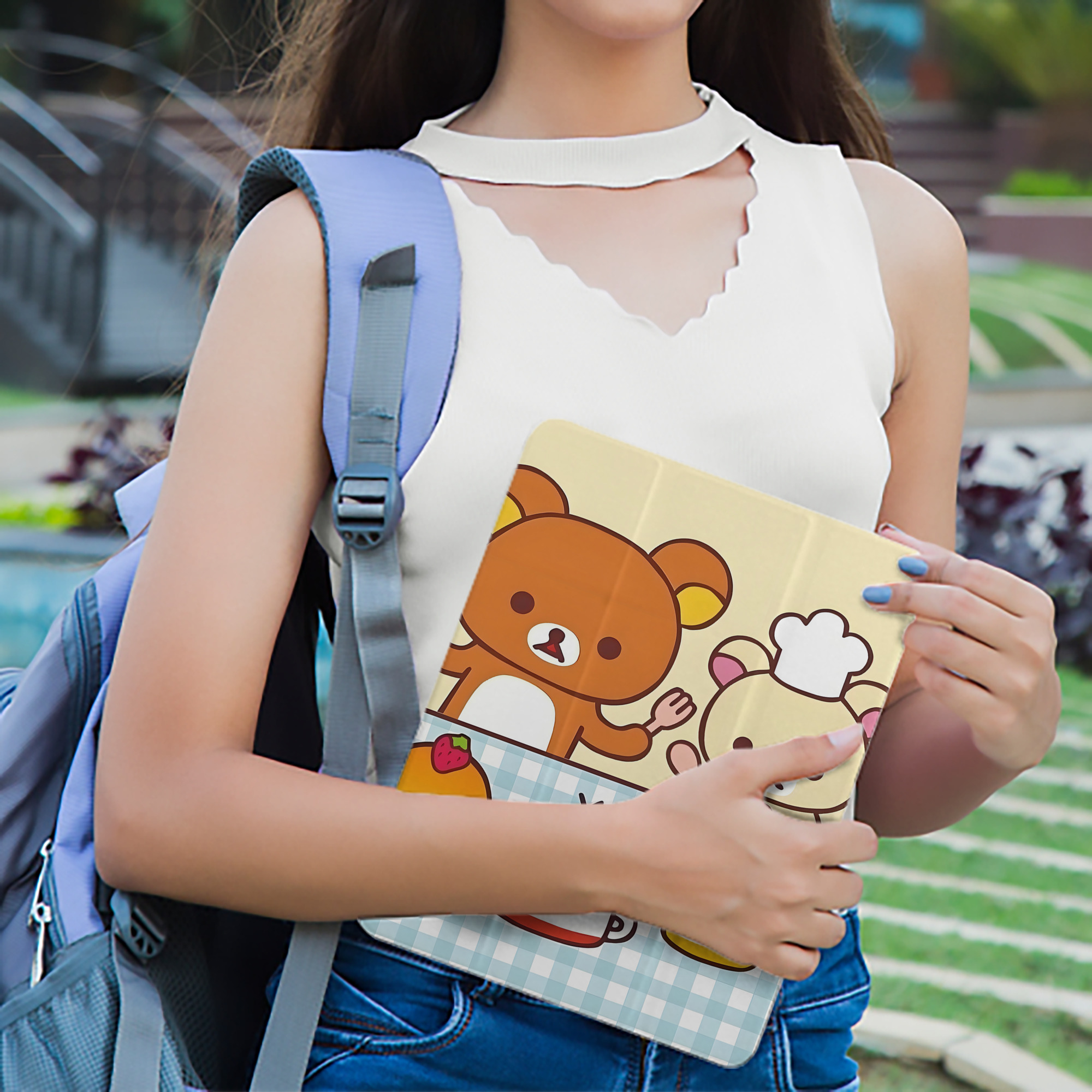 リラックマ リラックマ キイロイトリ Rilakkuma Korilakkuma Kiiroitori IPad ケース ペン収納付き 三つ折りスタンド PUレザー×シリコン 対応機種9.5/10.5/10.9インチ