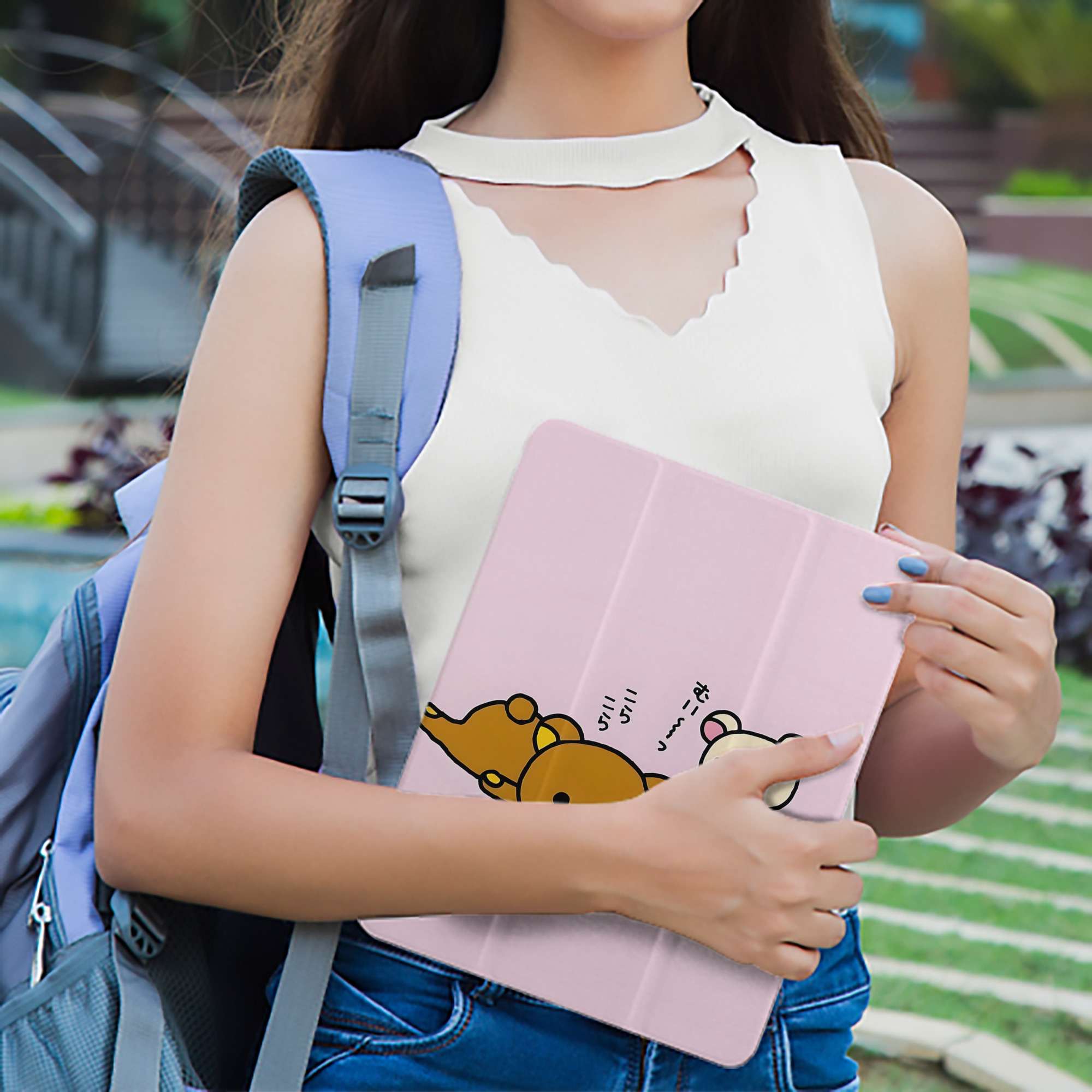 リラックマ リラックマ キイロイトリ Rilakkuma Korilakkuma Kiiroitori IPad ケース ペン収納付き 三つ折りスタンド PUレザー×シリコン 対応機種9.5/10.5/10.9インチ