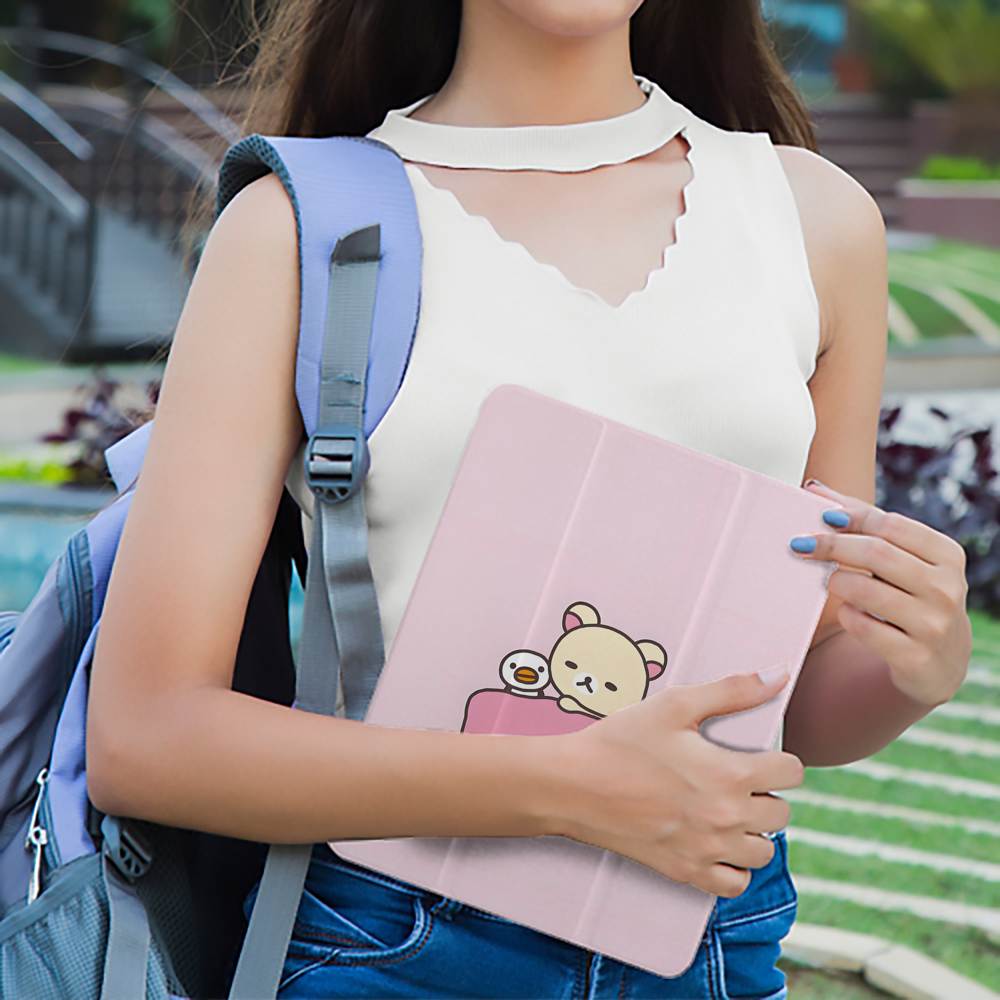 リラックマ リラックマ キイロイトリ Rilakkuma Korilakkuma Kiiroitori IPad ケース ペン収納付き 三つ折りスタンド PUレザー×シリコン 対応機種9.5/10.5/10.9インチ