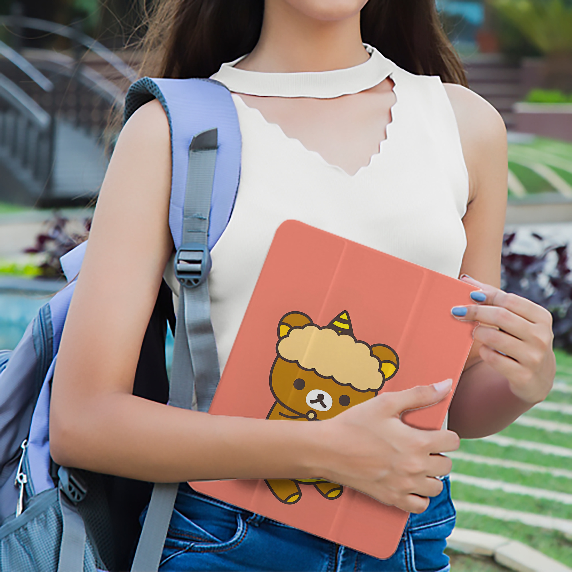 リラックマ リラックマ キイロイトリ Rilakkuma Korilakkuma Kiiroitori IPad ケース ペン収納付き 三つ折りスタンド PUレザー×シリコン 対応機種9.5/10.5/10.9インチ