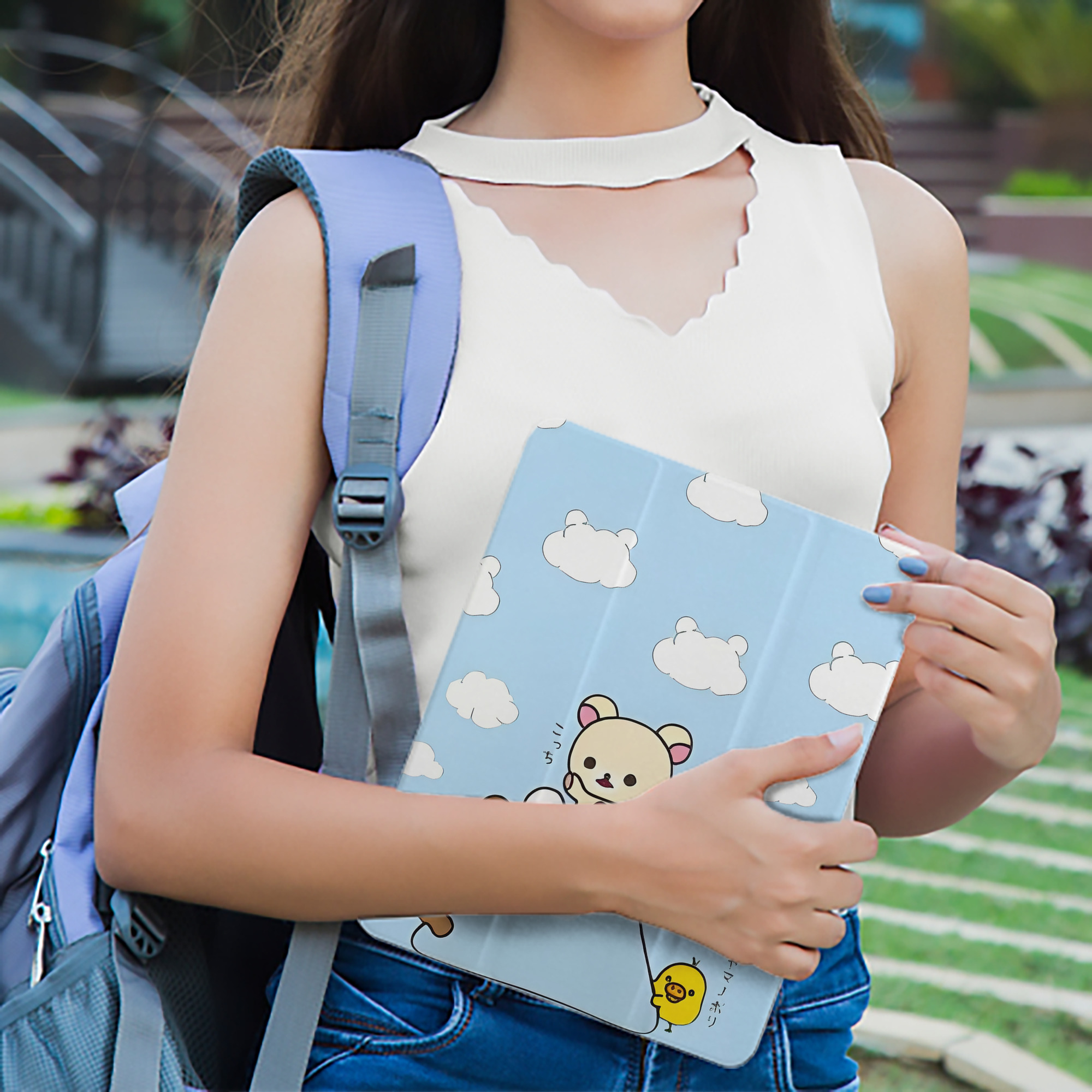 リラックマ リラックマ キイロイトリ Rilakkuma Korilakkuma Kiiroitori IPad ケース ペン収納付き 三つ折りスタンド PUレザー×シリコン 対応機種9.5/10.5/10.9インチ