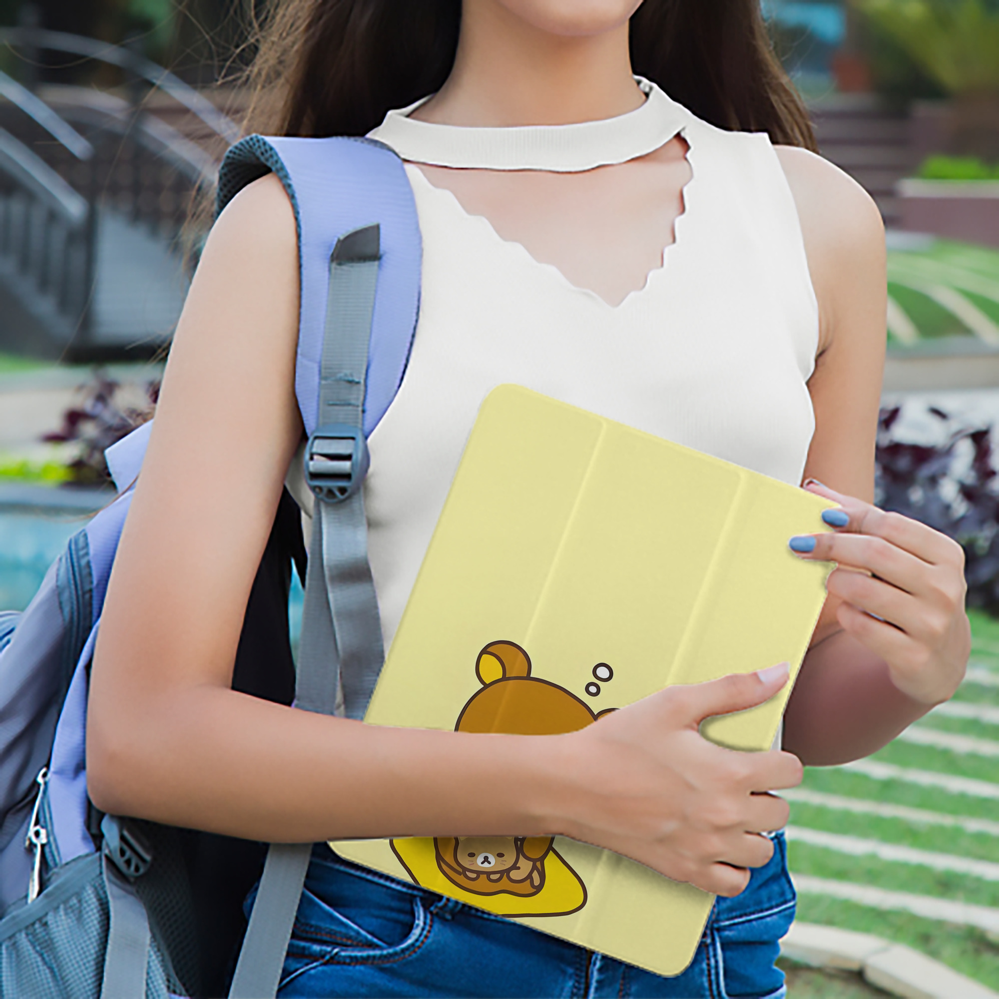 リラックマ リラックマ キイロイトリ Rilakkuma Korilakkuma Kiiroitori IPad ケース ペン収納付き 三つ折りスタンド PUレザー×シリコン 対応機種9.5/10.5/10.9インチ