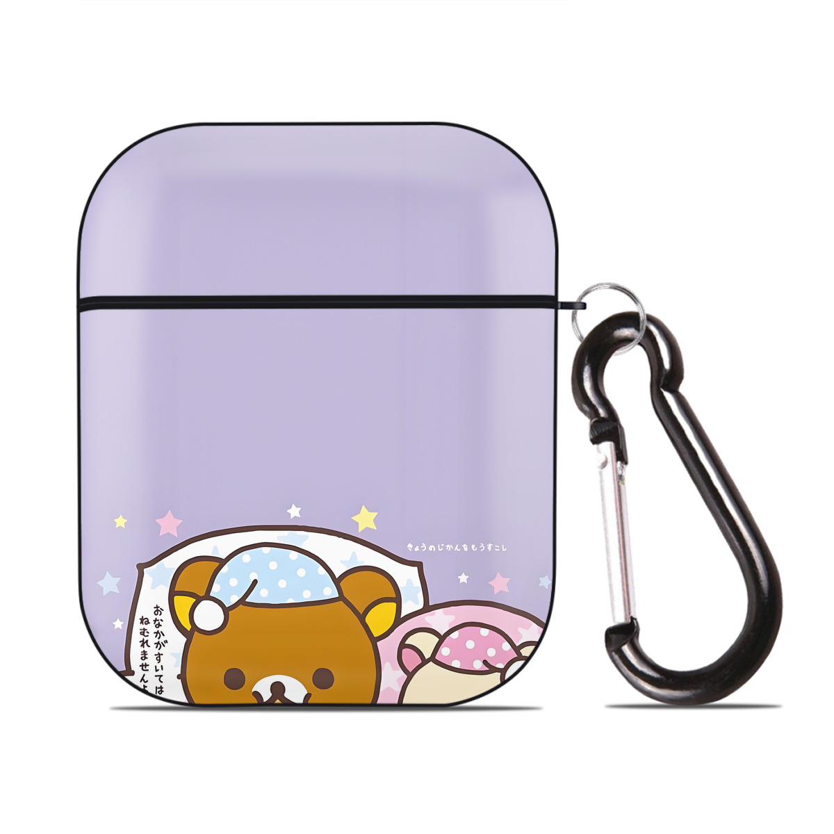 （画像用） リラックマ リラックマ キイロイトリ Rilakkuma Korilakkuma Kiiroitori AirPods 第2世代保護ケース ハードシェル ブラック 耐衝撃・防指紋・カラビナ付き