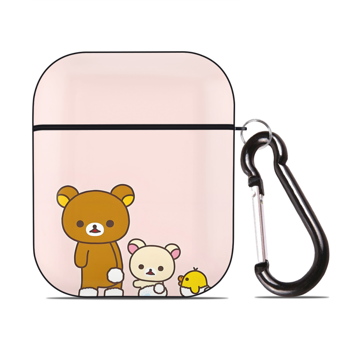 （画像用） リラックマ リラックマ キイロイトリ Rilakkuma Korilakkuma Kiiroitori AirPods 第2世代保護ケース ハードシェル ブラック 耐衝撃・防指紋・カラビナ付き