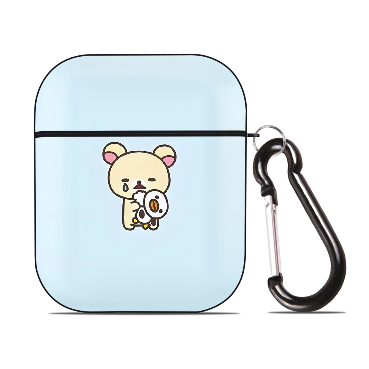 （画像用） リラックマ リラックマ キイロイトリ Rilakkuma Korilakkuma Kiiroitori AirPods 第2世代保護ケース ハードシェル ブラック 耐衝撃・防指紋・カラビナ付き