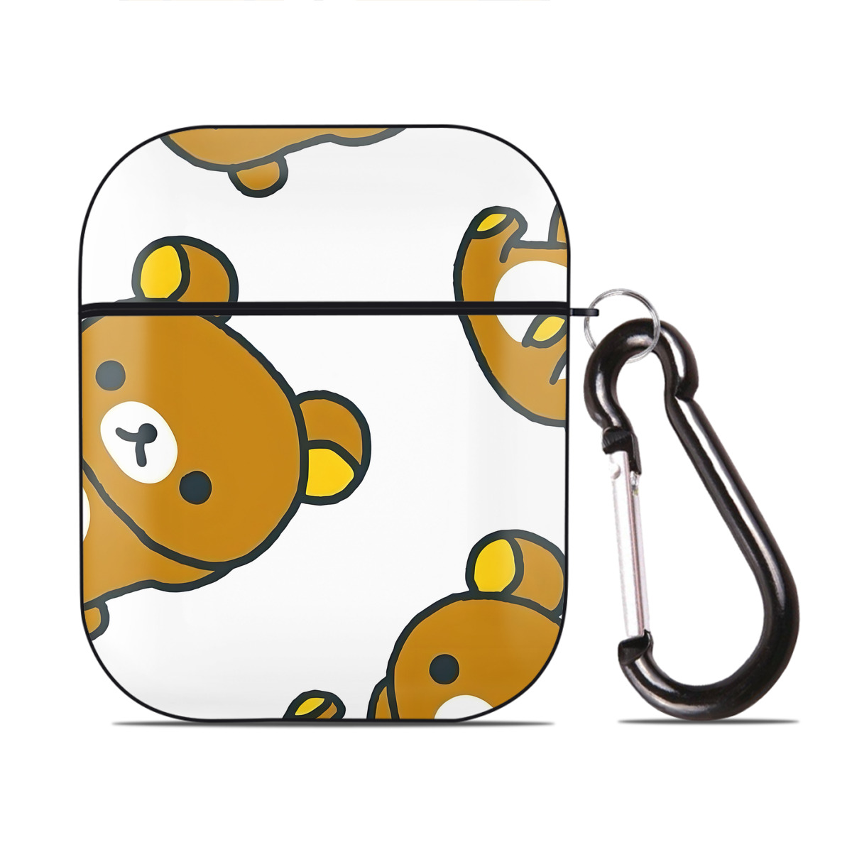 （画像用） リラックマ リラックマ キイロイトリ Rilakkuma Korilakkuma Kiiroitori AirPods 第2世代保護ケース ハードシェル ブラック 耐衝撃・防指紋・カラビナ付き