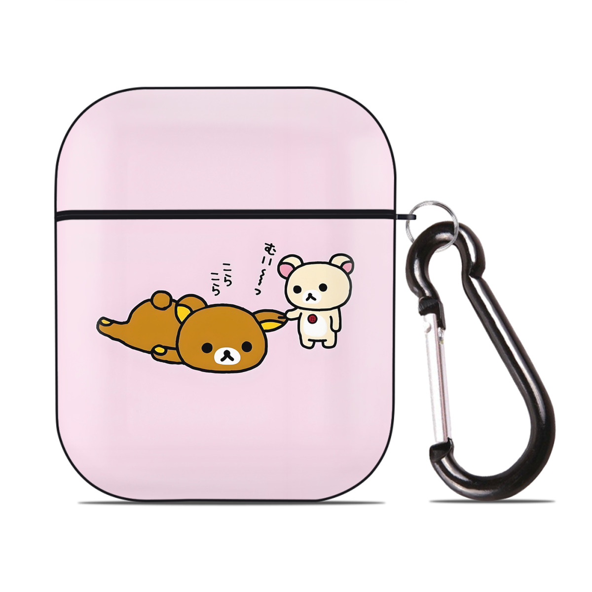 （画像用） リラックマ リラックマ キイロイトリ Rilakkuma Korilakkuma Kiiroitori AirPods 第2世代保護ケース ハードシェル ブラック 耐衝撃・防指紋・カラビナ付き