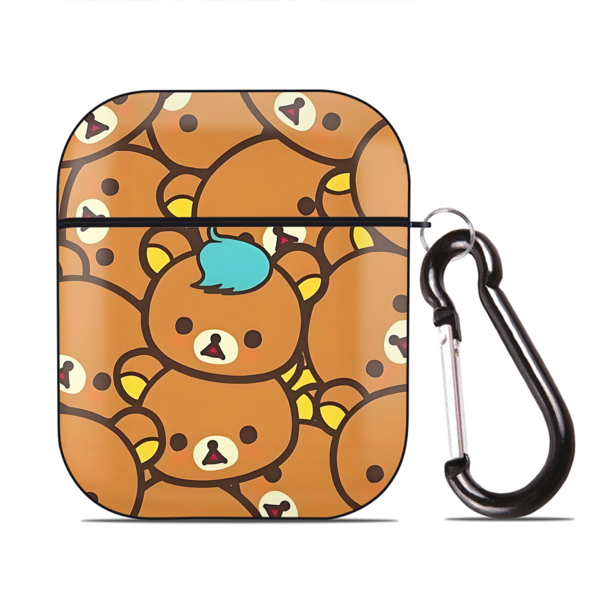 （画像用） リラックマ リラックマ キイロイトリ Rilakkuma Korilakkuma Kiiroitori AirPods 第2世代保護ケース ハードシェル ブラック 耐衝撃・防指紋・カラビナ付き