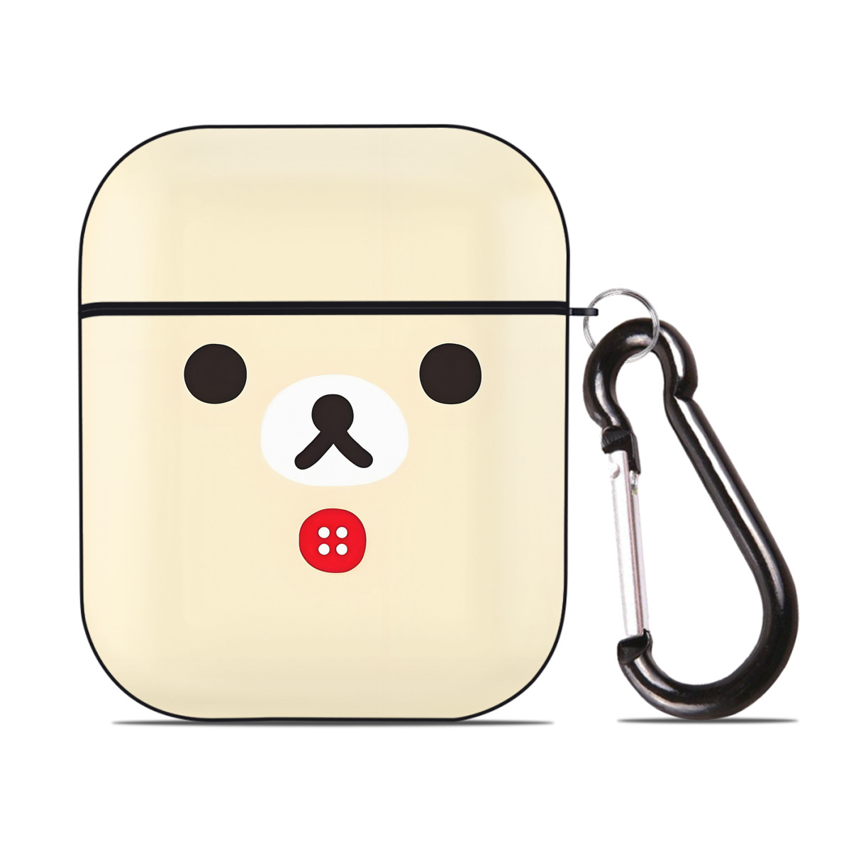 （画像用） リラックマ リラックマ キイロイトリ Rilakkuma Korilakkuma Kiiroitori AirPods 第2世代保護ケース ハードシェル ブラック 耐衝撃・防指紋・カラビナ付き