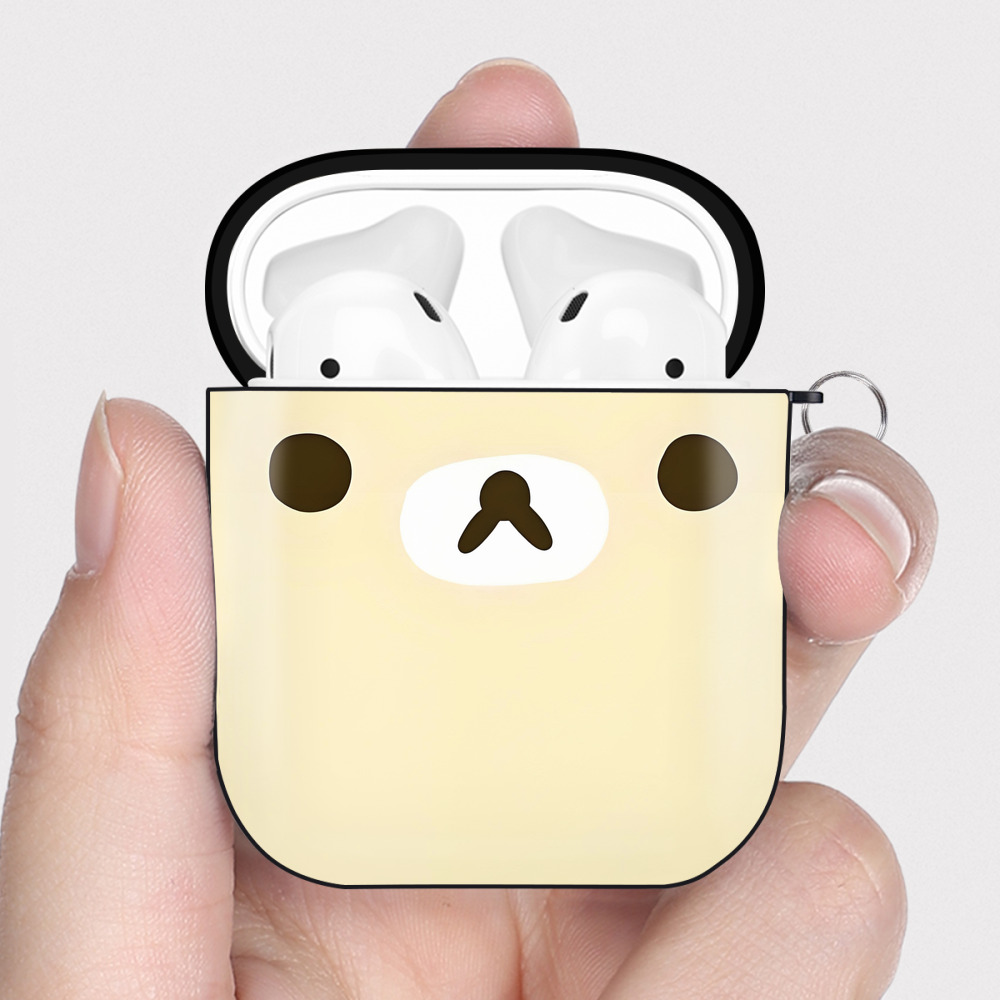 （画像用） リラックマ リラックマ キイロイトリ Rilakkuma Korilakkuma Kiiroitori AirPods 第2世代保護ケース ハードシェル ブラック 耐衝撃・防指紋・カラビナ付き