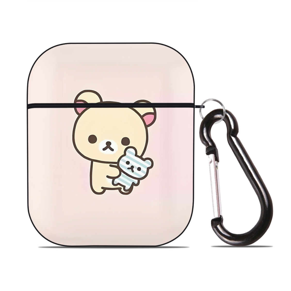 （画像用） リラックマ リラックマ キイロイトリ Rilakkuma Korilakkuma Kiiroitori AirPods 第2世代保護ケース ハードシェル ブラック 耐衝撃・防指紋・カラビナ付き