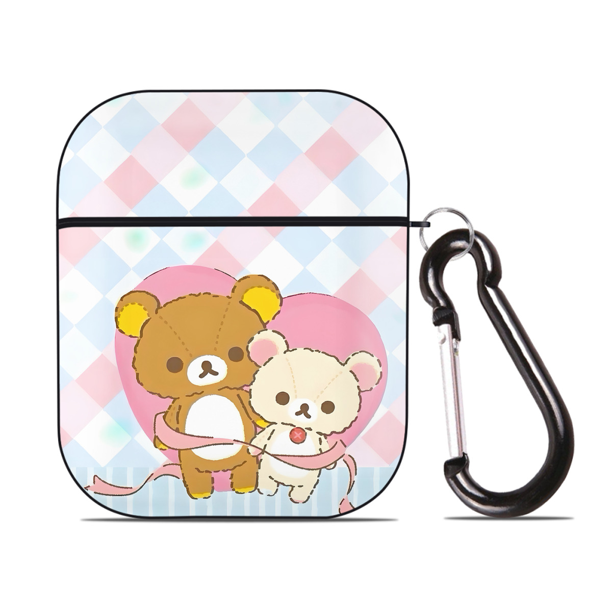 （画像用） リラックマ リラックマ キイロイトリ Rilakkuma Korilakkuma Kiiroitori AirPods 第2世代保護ケース ハードシェル ブラック 耐衝撃・防指紋・カラビナ付き