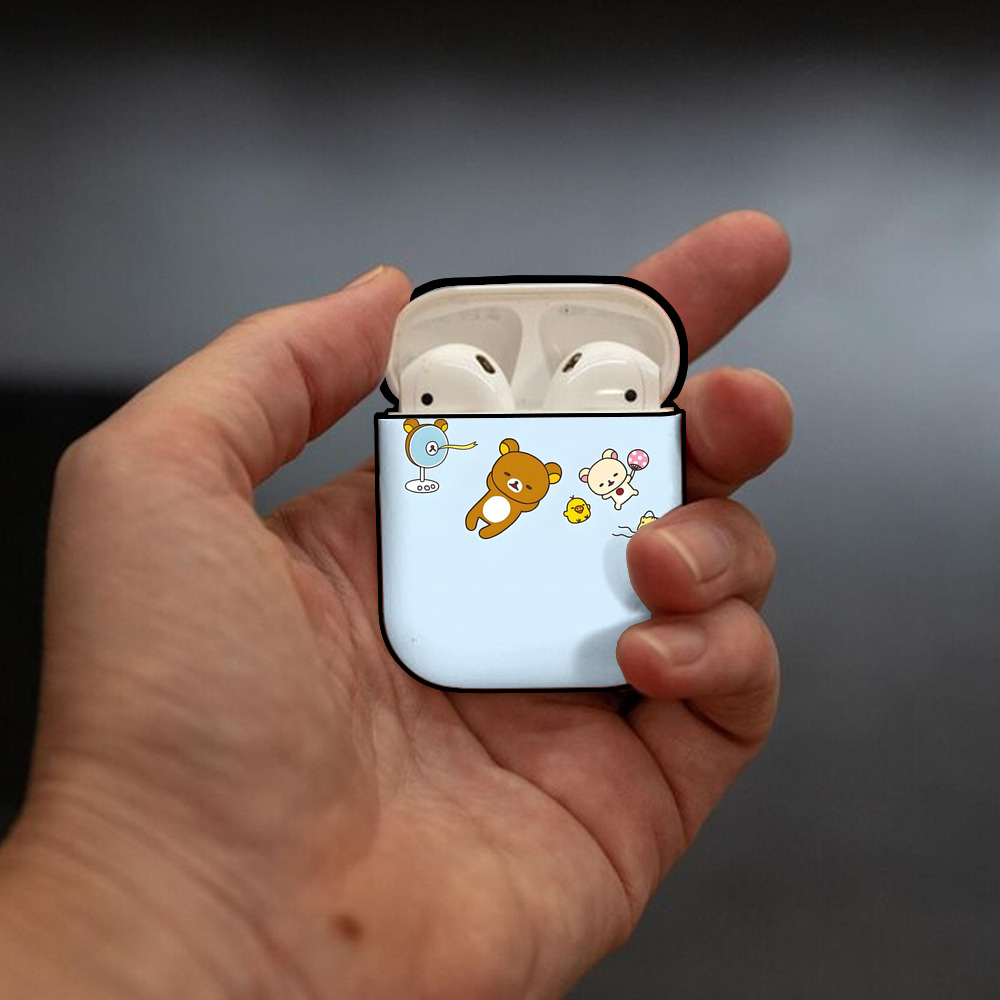 リラックマ リラックマ キイロイトリ Rilakkuma Korilakkuma Kiiroitori AirPods 第2世代保護ケース ハードシェル ブラック 耐衝撃・防指紋・カラビナ付き
