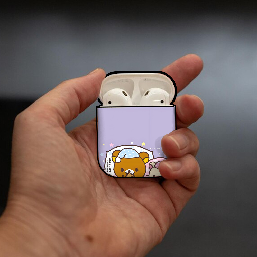 リラックマ リラックマ キイロイトリ Rilakkuma Korilakkuma Kiiroitori AirPods 第2世代保護ケース ハードシェル ブラック 耐衝撃・防指紋・カラビナ付き