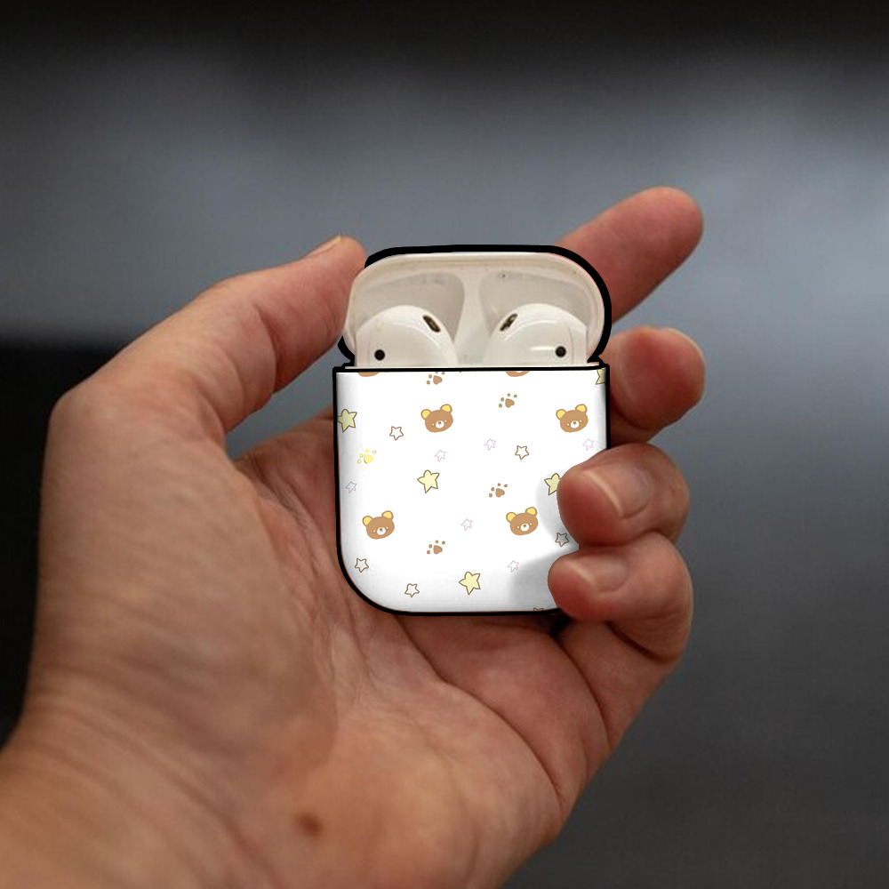 リラックマ リラックマ キイロイトリ Rilakkuma Korilakkuma Kiiroitori AirPods 第2世代保護ケース ハードシェル ブラック 耐衝撃・防指紋・カラビナ付き