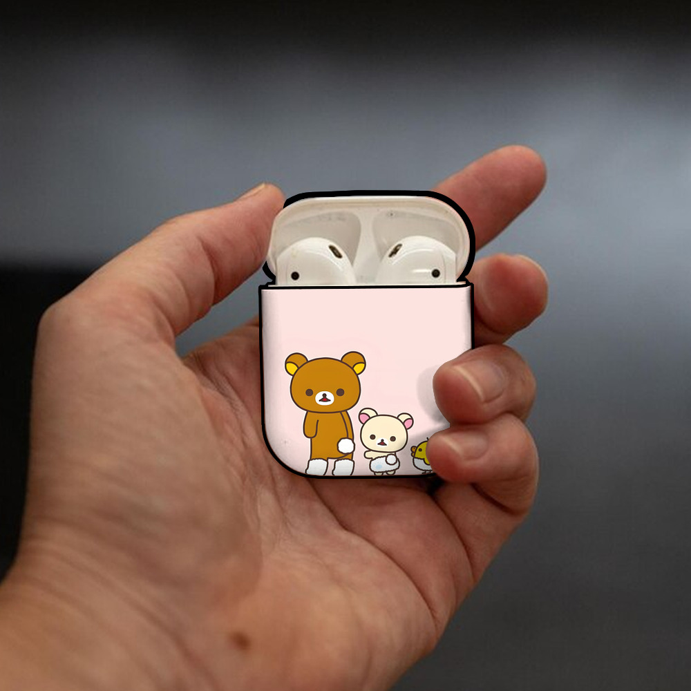 リラックマ リラックマ キイロイトリ Rilakkuma Korilakkuma Kiiroitori AirPods 第2世代保護ケース ハードシェル ブラック 耐衝撃・防指紋・カラビナ付き