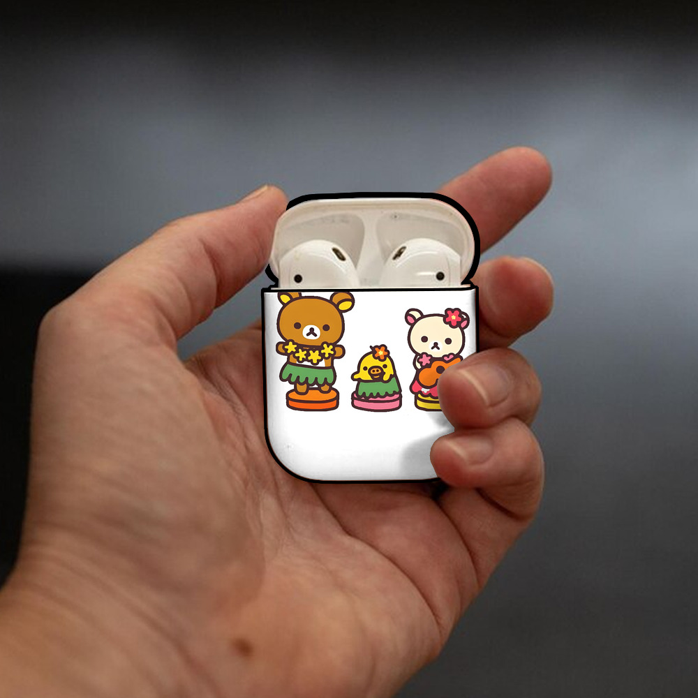 リラックマ リラックマ キイロイトリ Rilakkuma Korilakkuma Kiiroitori AirPods 第2世代保護ケース ハードシェル ブラック 耐衝撃・防指紋・カラビナ付き
