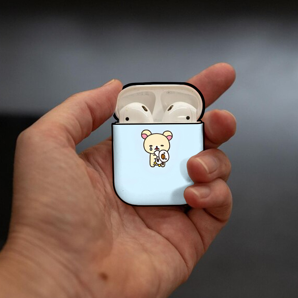 リラックマ リラックマ キイロイトリ Rilakkuma Korilakkuma Kiiroitori AirPods 第2世代保護ケース ハードシェル ブラック 耐衝撃・防指紋・カラビナ付き