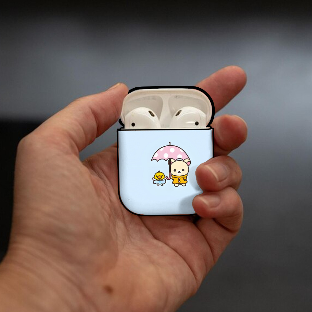 リラックマ リラックマ キイロイトリ Rilakkuma Korilakkuma Kiiroitori AirPods 第2世代保護ケース ハードシェル ブラック 耐衝撃・防指紋・カラビナ付き