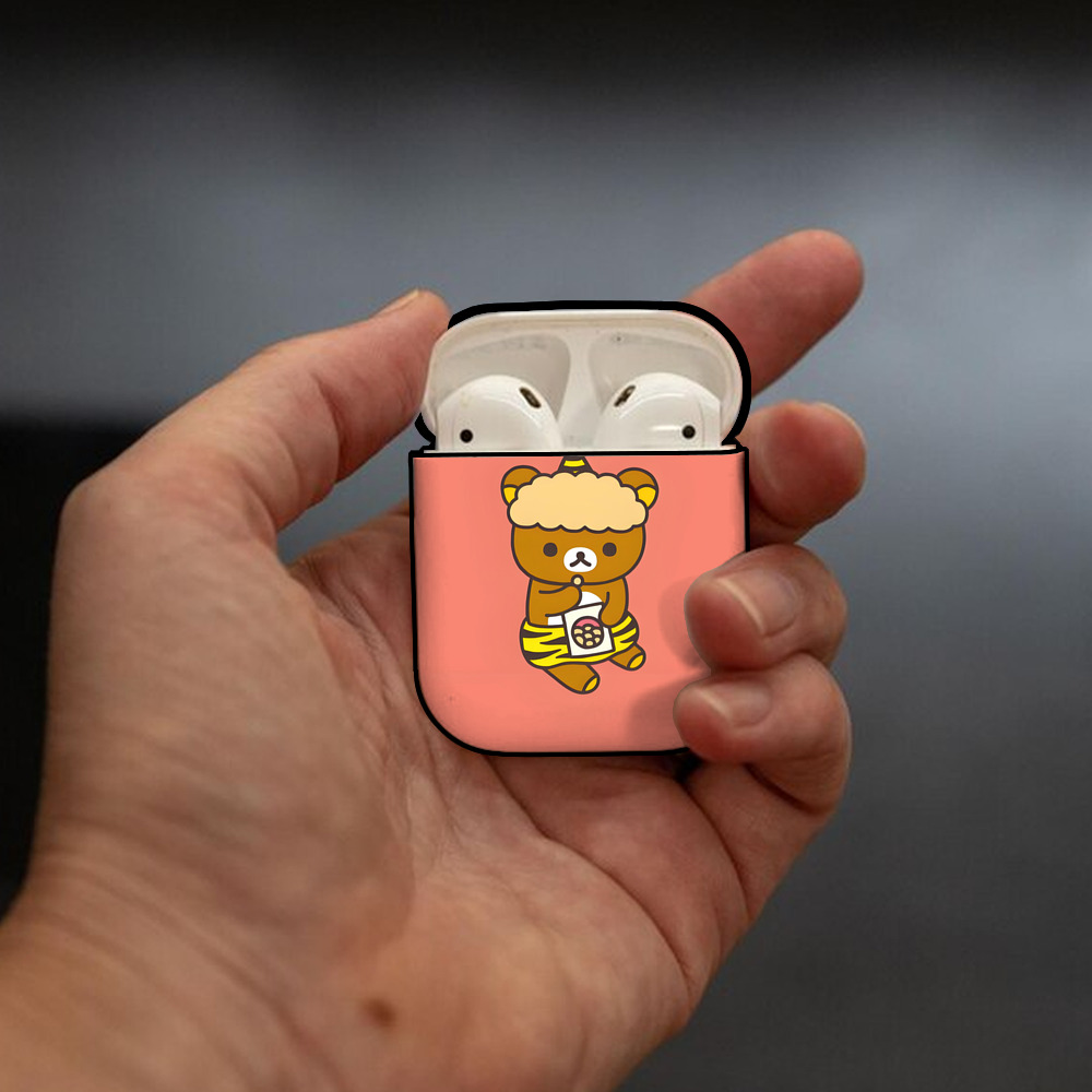 リラックマ リラックマ キイロイトリ Rilakkuma Korilakkuma Kiiroitori AirPods 第2世代保護ケース ハードシェル ブラック 耐衝撃・防指紋・カラビナ付き