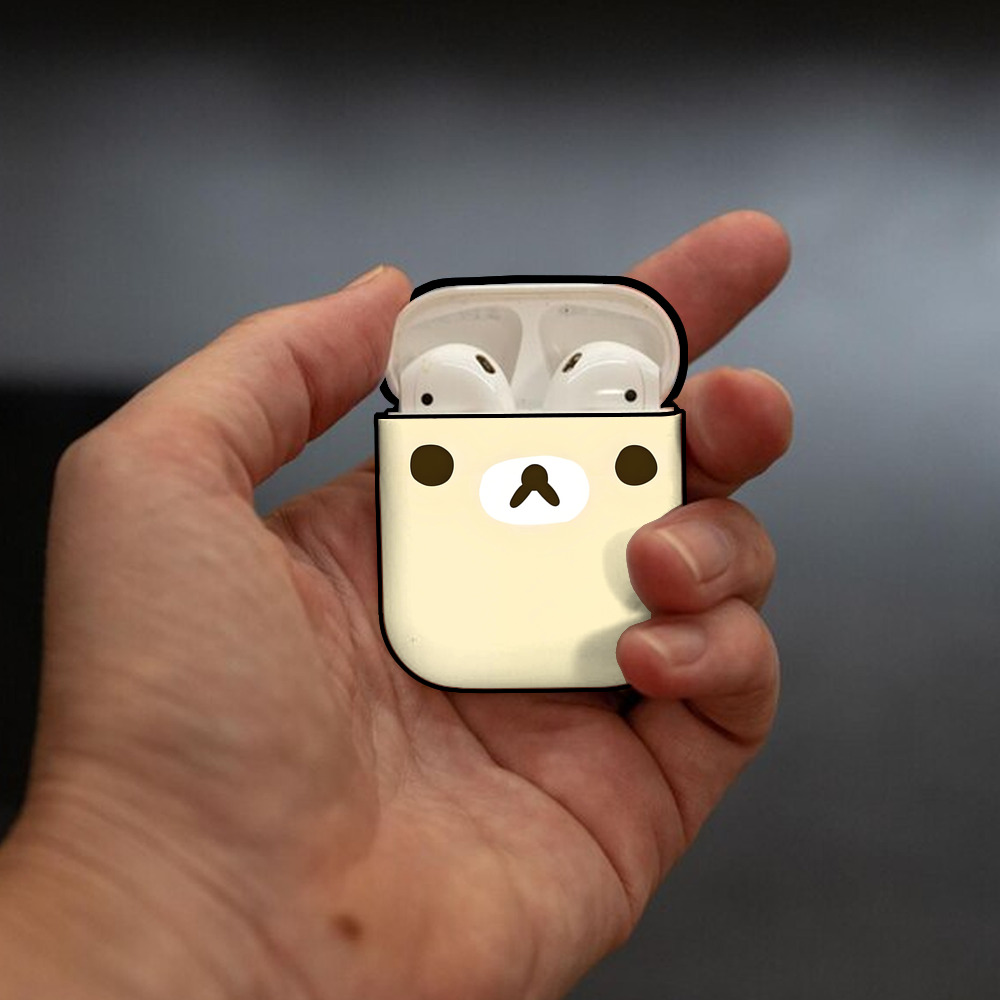 リラックマ リラックマ キイロイトリ Rilakkuma Korilakkuma Kiiroitori AirPods 第2世代保護ケース ハードシェル ブラック 耐衝撃・防指紋・カラビナ付き