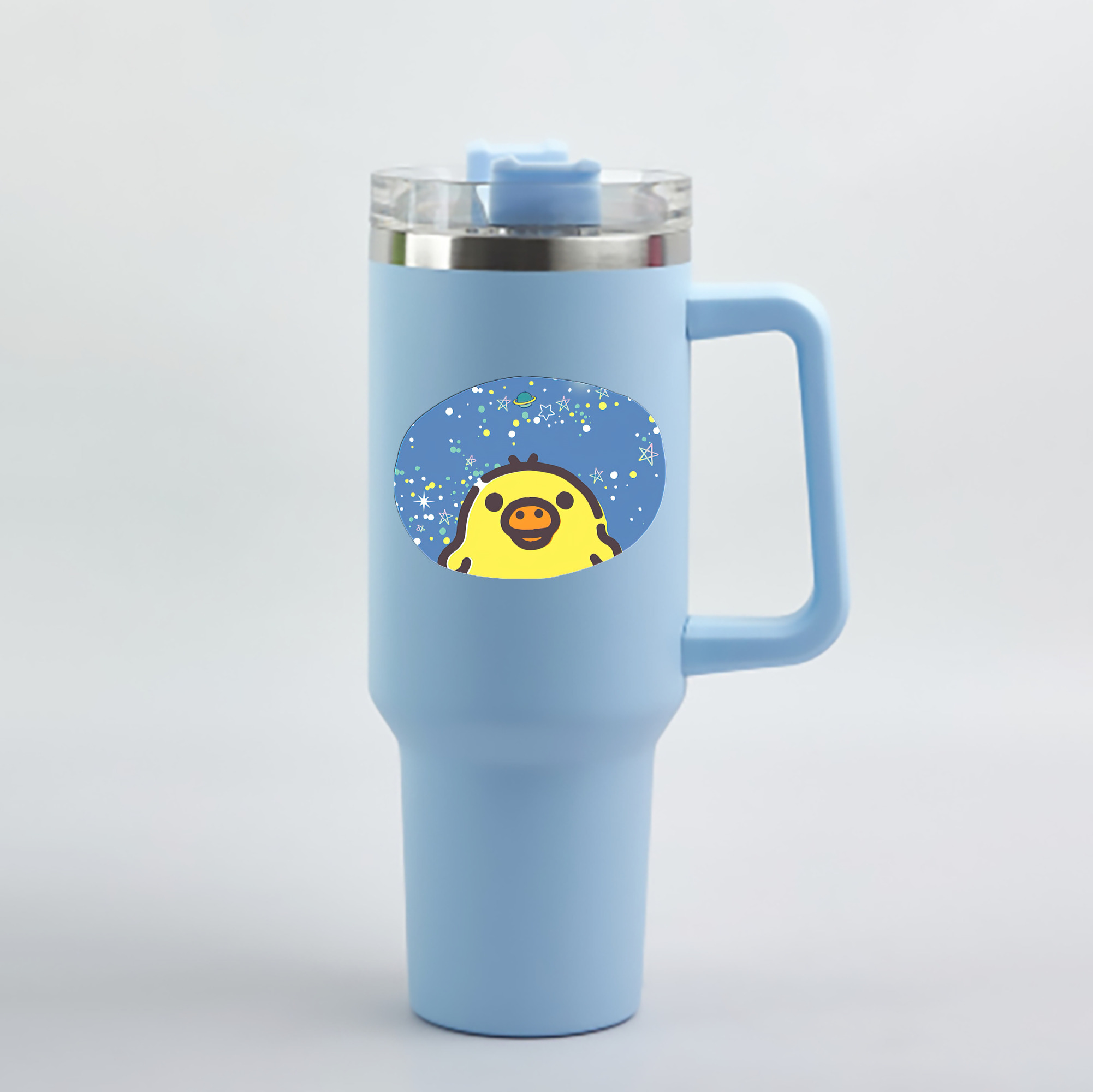 （画像用） リラックマ リラックマ キイロイトリ Rilakkuma Korilakkuma Kiiroitori 1200mL車用タンブラー - クリスタルステッカー（プラスチックストロー付き）