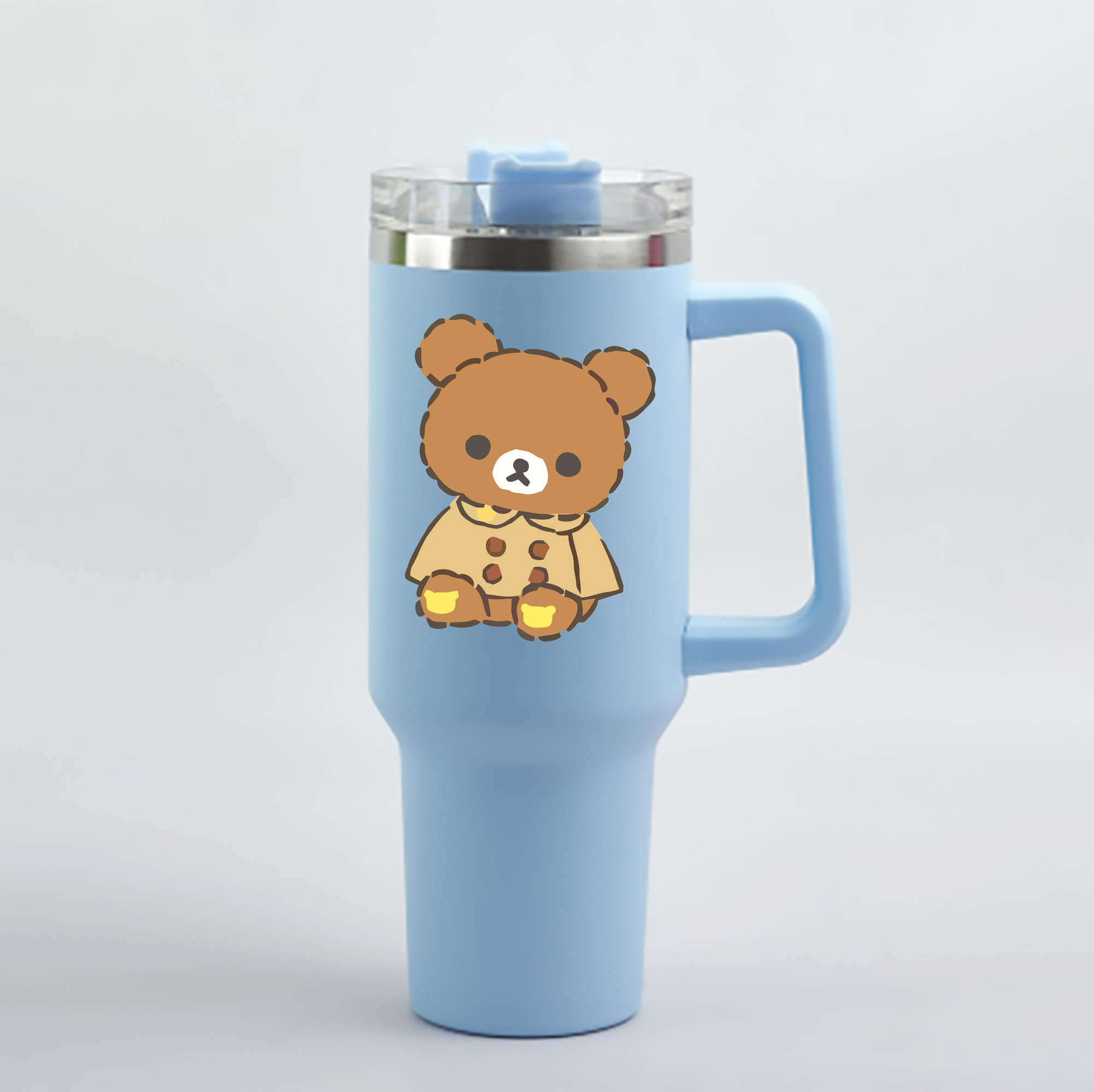 （画像用） リラックマ リラックマ キイロイトリ Rilakkuma Korilakkuma Kiiroitori 1200mL車用タンブラー - クリスタルステッカー（プラスチックストロー付き）