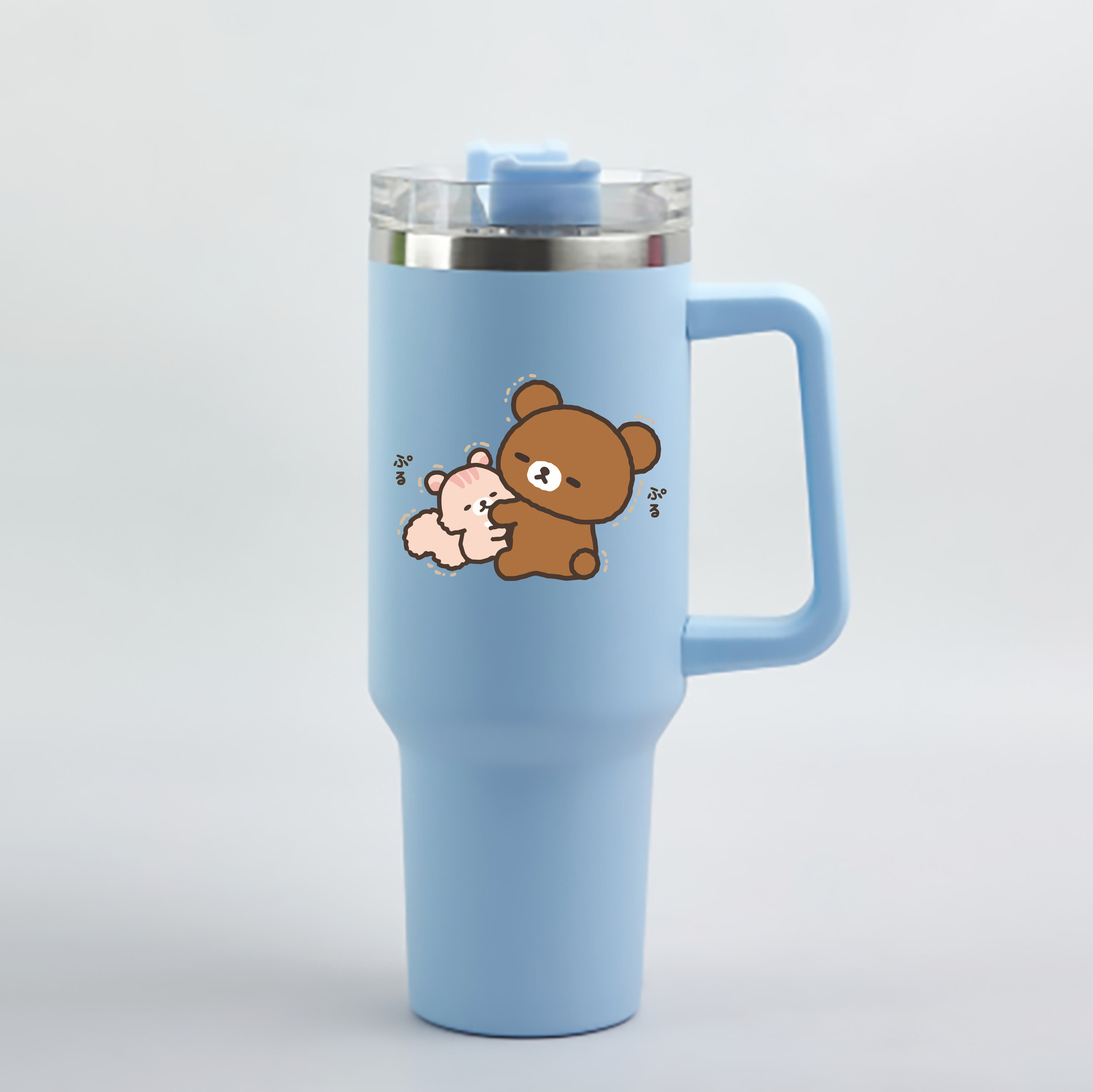 （画像用） リラックマ リラックマ キイロイトリ Rilakkuma Korilakkuma Kiiroitori 1200mL車用タンブラー - クリスタルステッカー（プラスチックストロー付き）