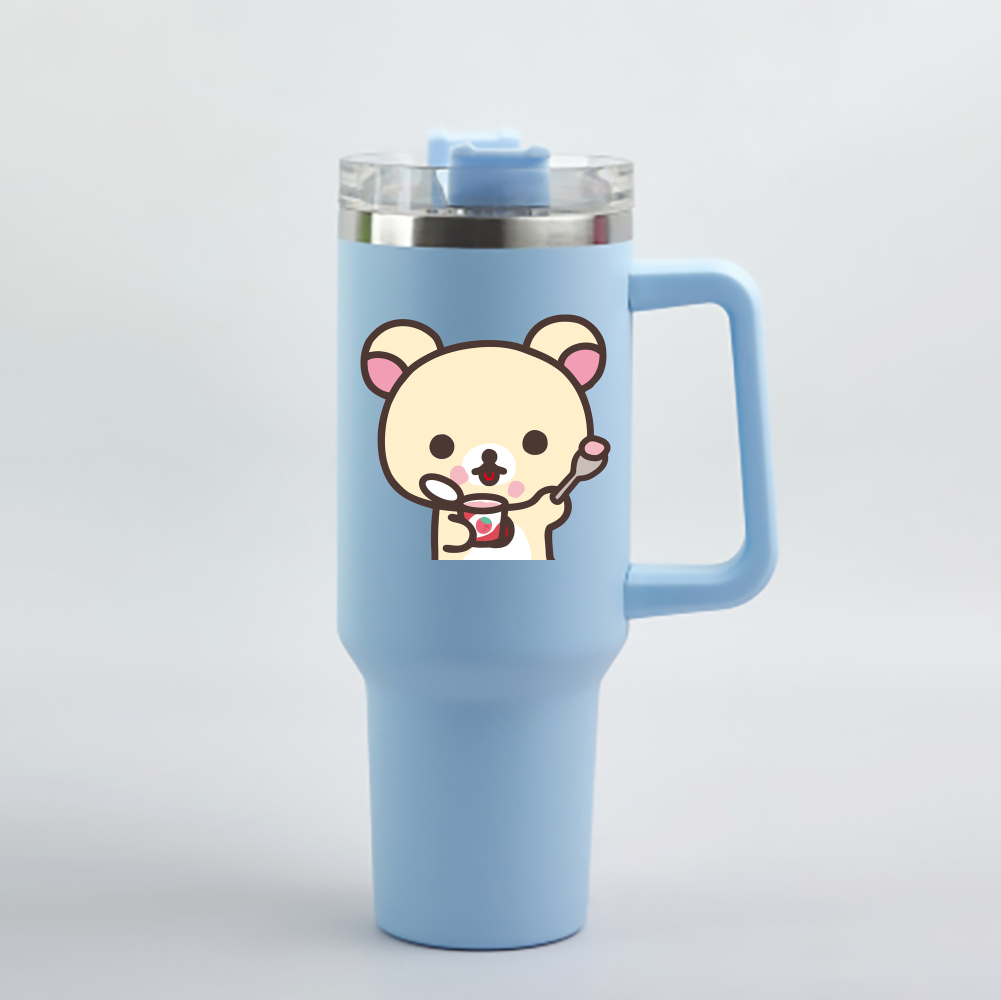 （画像用） リラックマ リラックマ キイロイトリ Rilakkuma Korilakkuma Kiiroitori 1200mL車用タンブラー - クリスタルステッカー（プラスチックストロー付き）