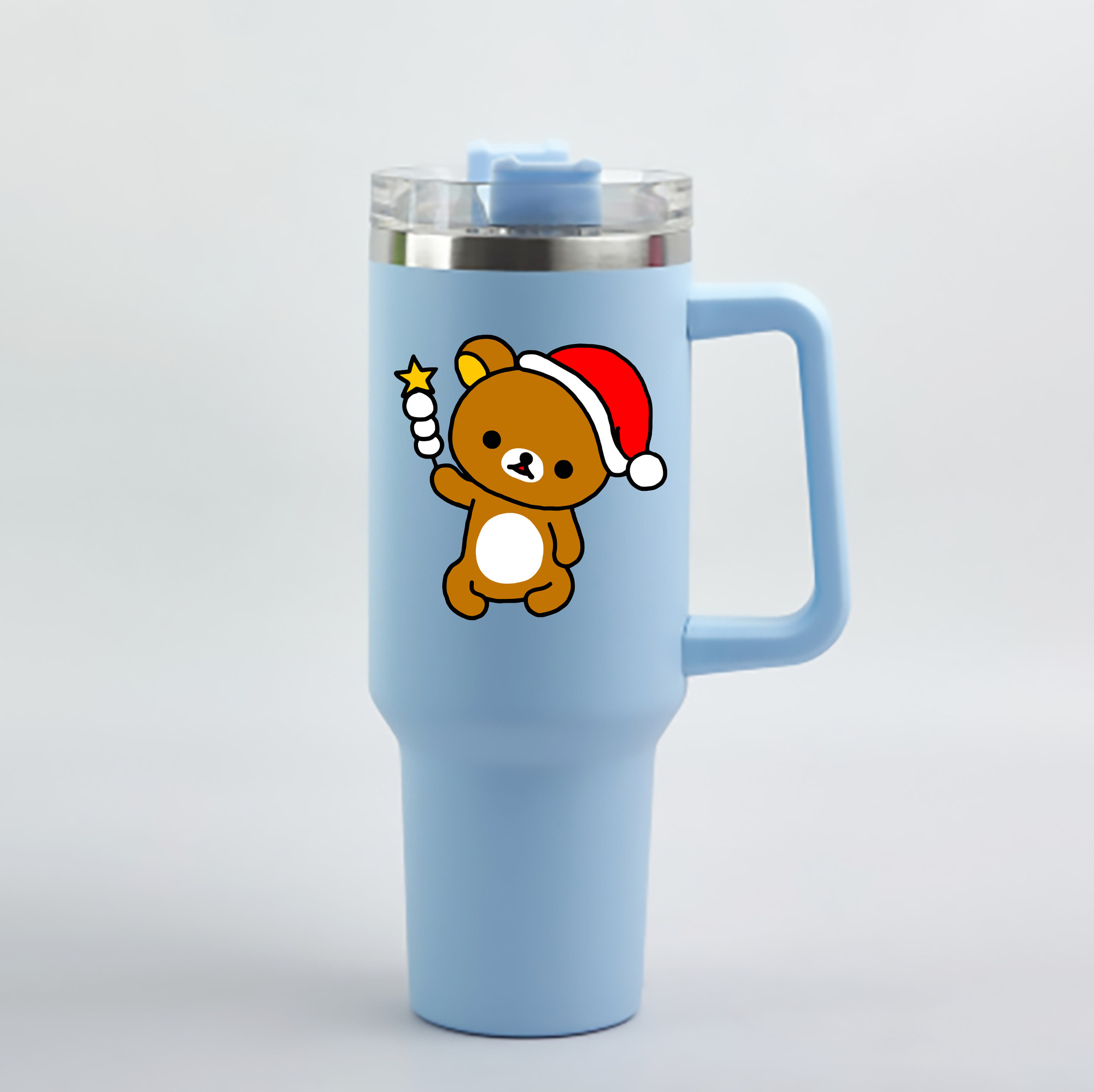 （画像用） リラックマ リラックマ キイロイトリ Rilakkuma Korilakkuma Kiiroitori 1200mL車用タンブラー - クリスタルステッカー（プラスチックストロー付き）
