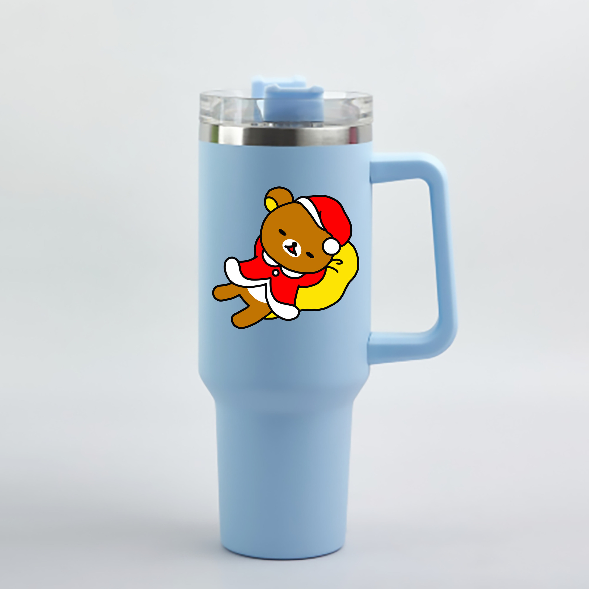（画像用） リラックマ リラックマ キイロイトリ Rilakkuma Korilakkuma Kiiroitori 1200mL車用タンブラー - クリスタルステッカー（プラスチックストロー付き）